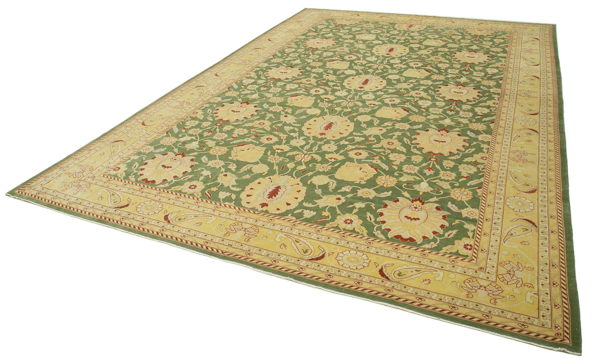 12 x 18 Green Oushak Rug - 4222