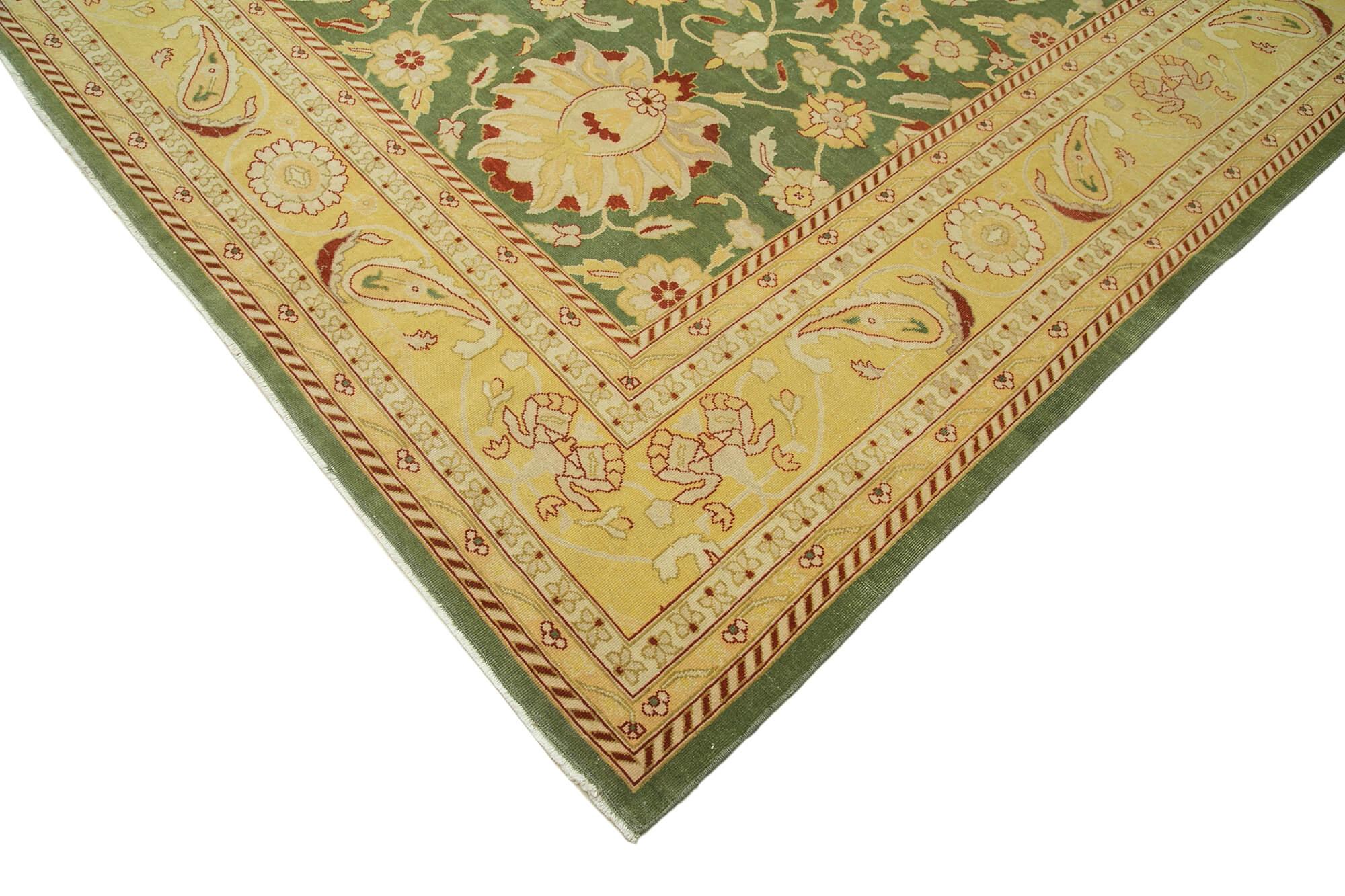 12 x 18 Green Oushak Rug - 4222