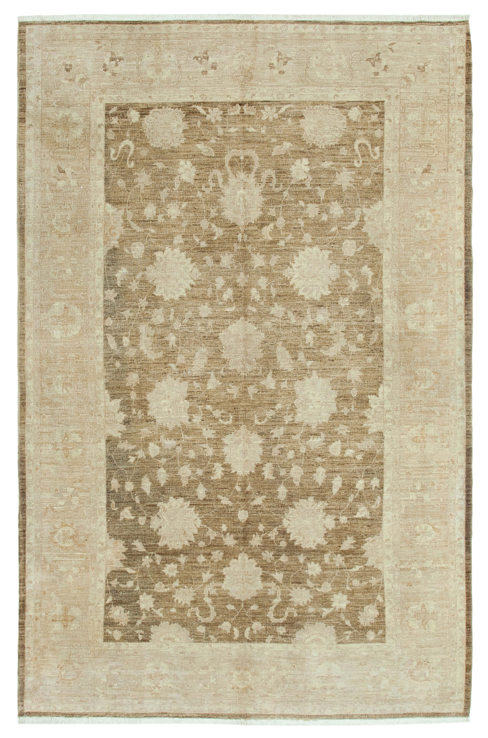 6 x 9 Beige Oushak Rug - 4258