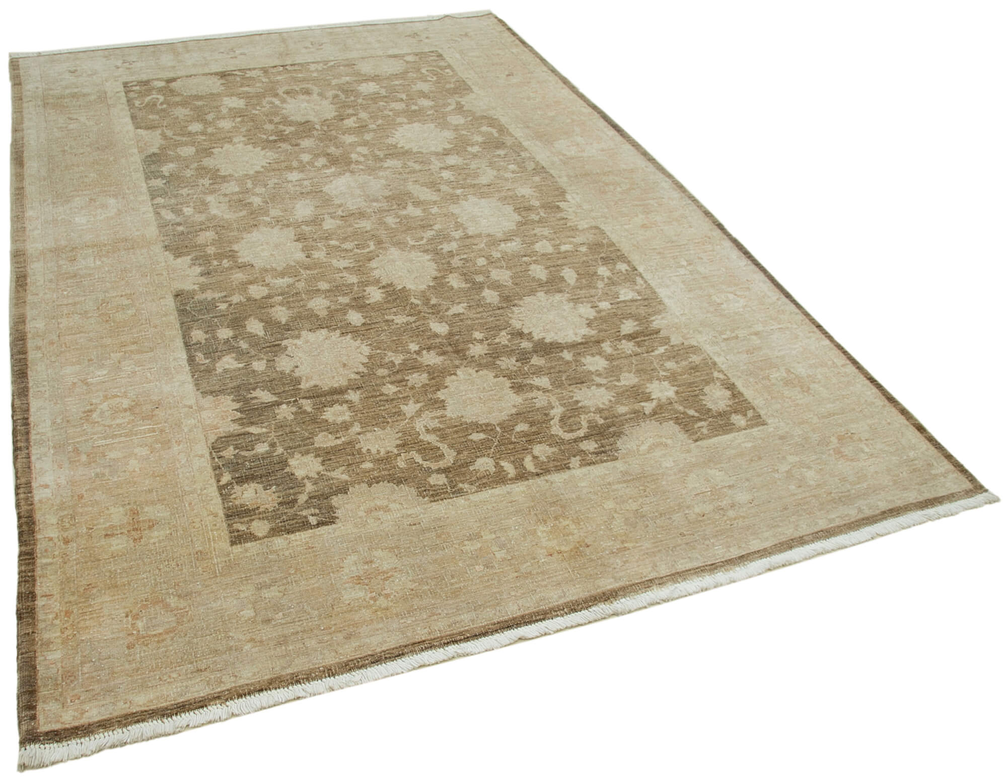 6 x 9 Beige Oushak Rug - 4258