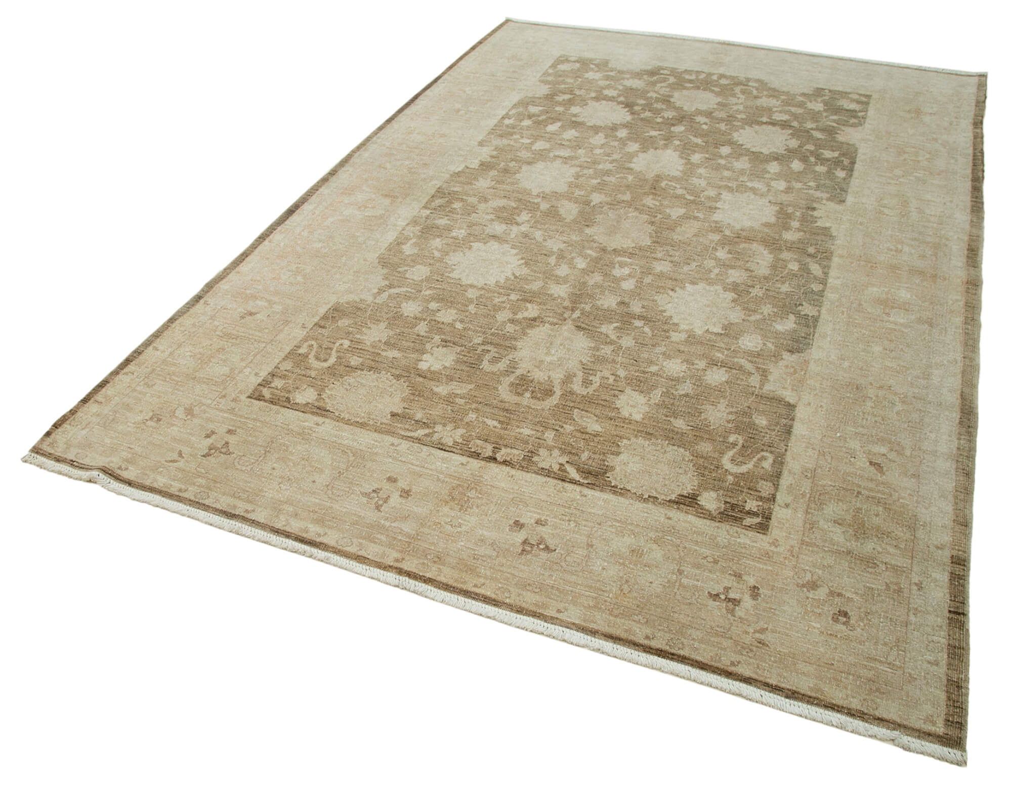 6 x 9 Beige Oushak Rug - 4258