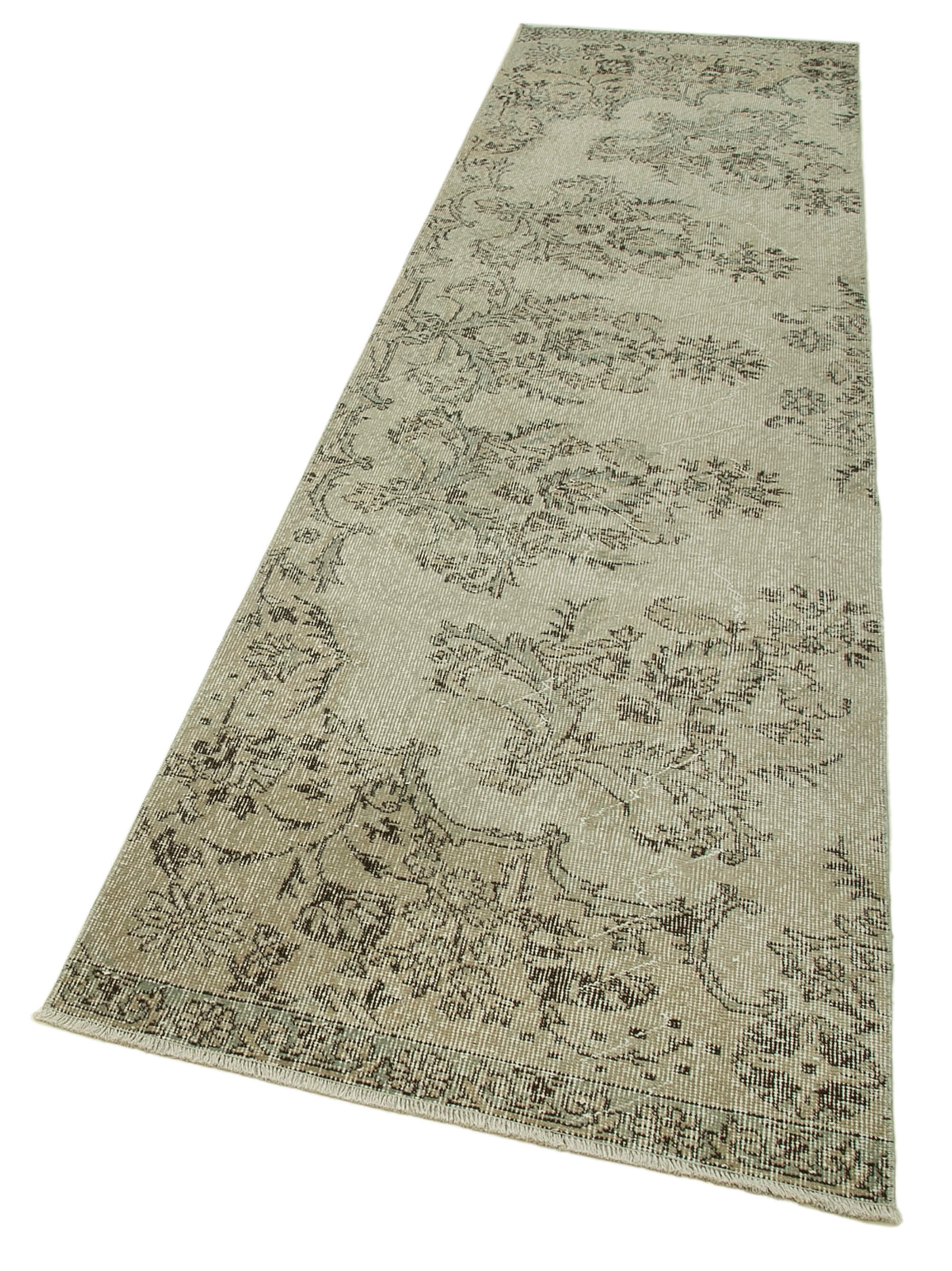 3 x 11 Beige Overdyed Runner Rug - 4603