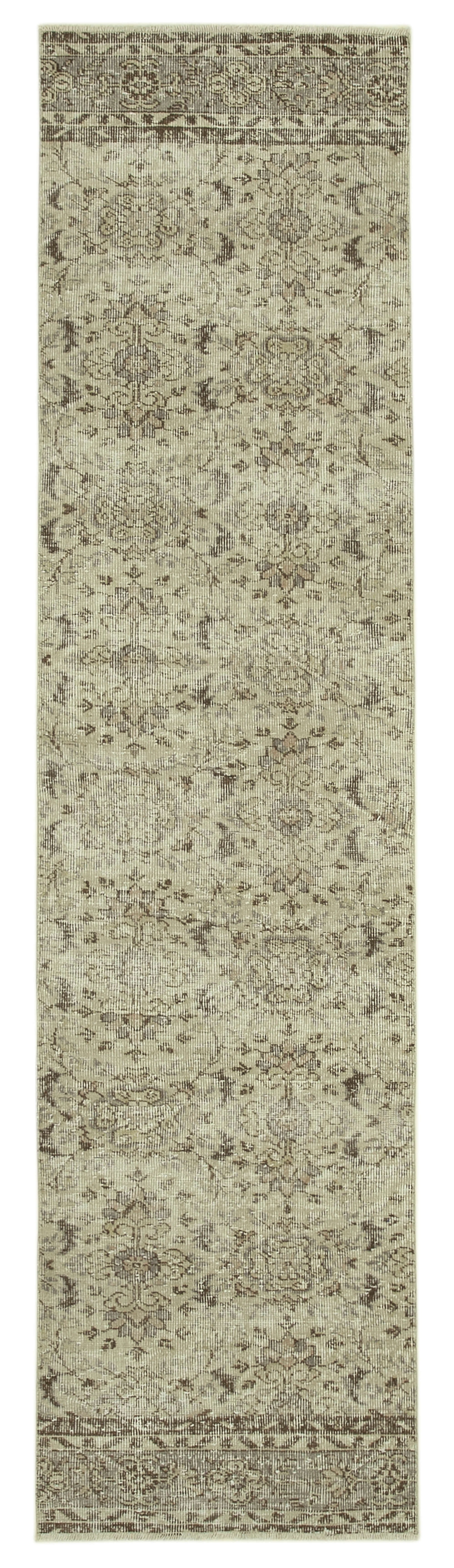 3 x 11 Beige Overdyed Runner Rug - 4611