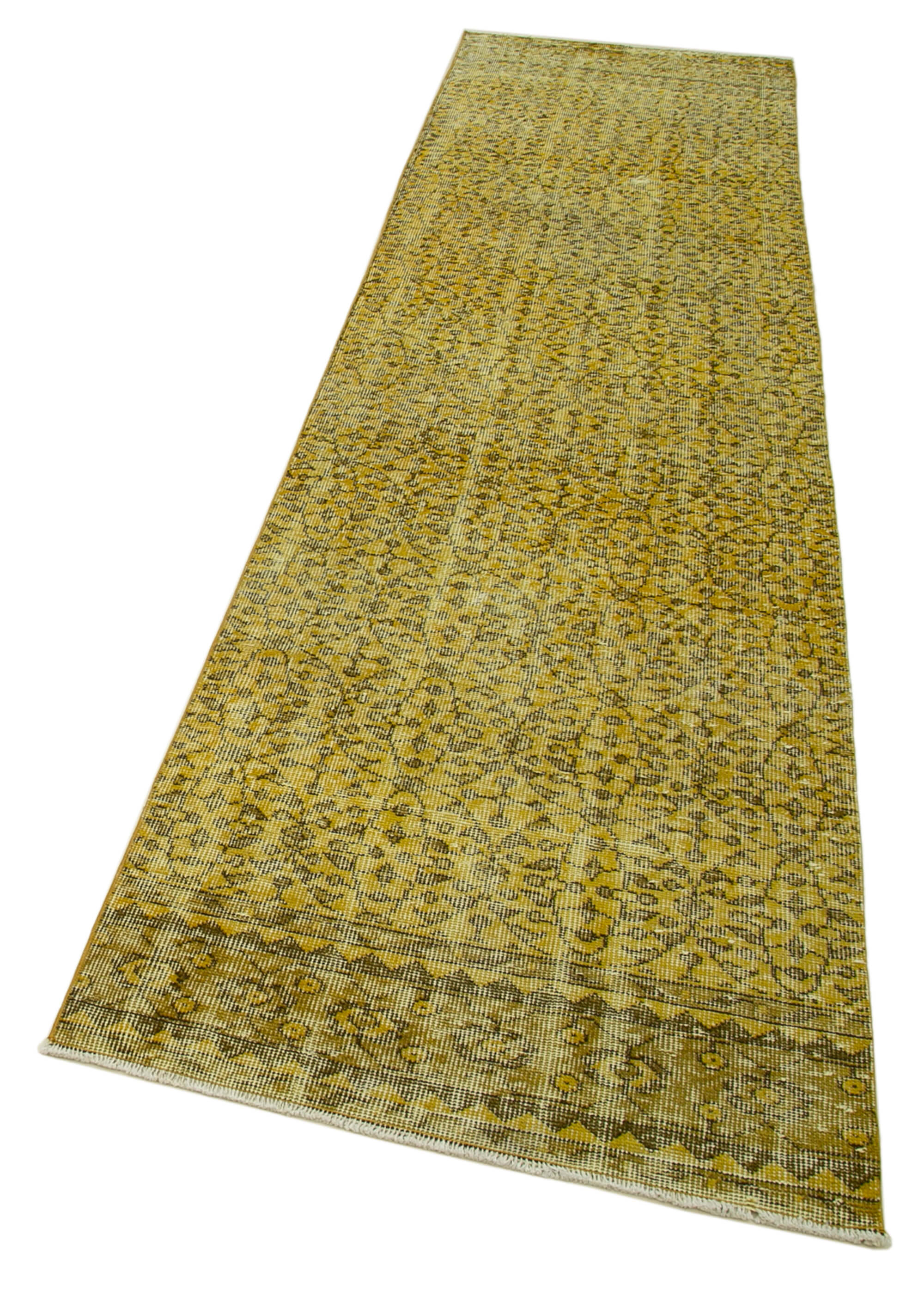 3 x 10 Yellow Overdyed Runner Rug - 4622