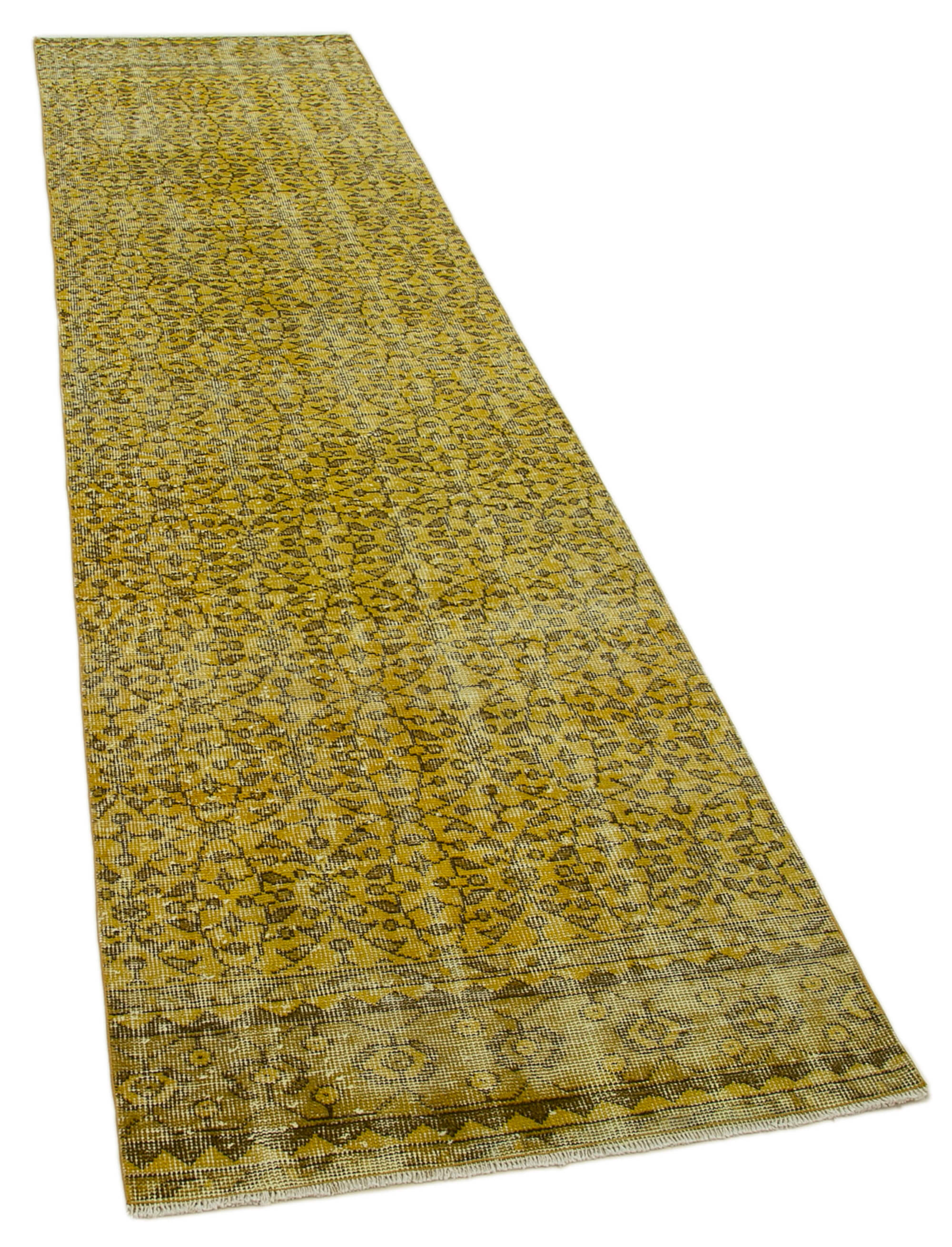 3 x 10 Yellow Overdyed Runner Rug - 4625