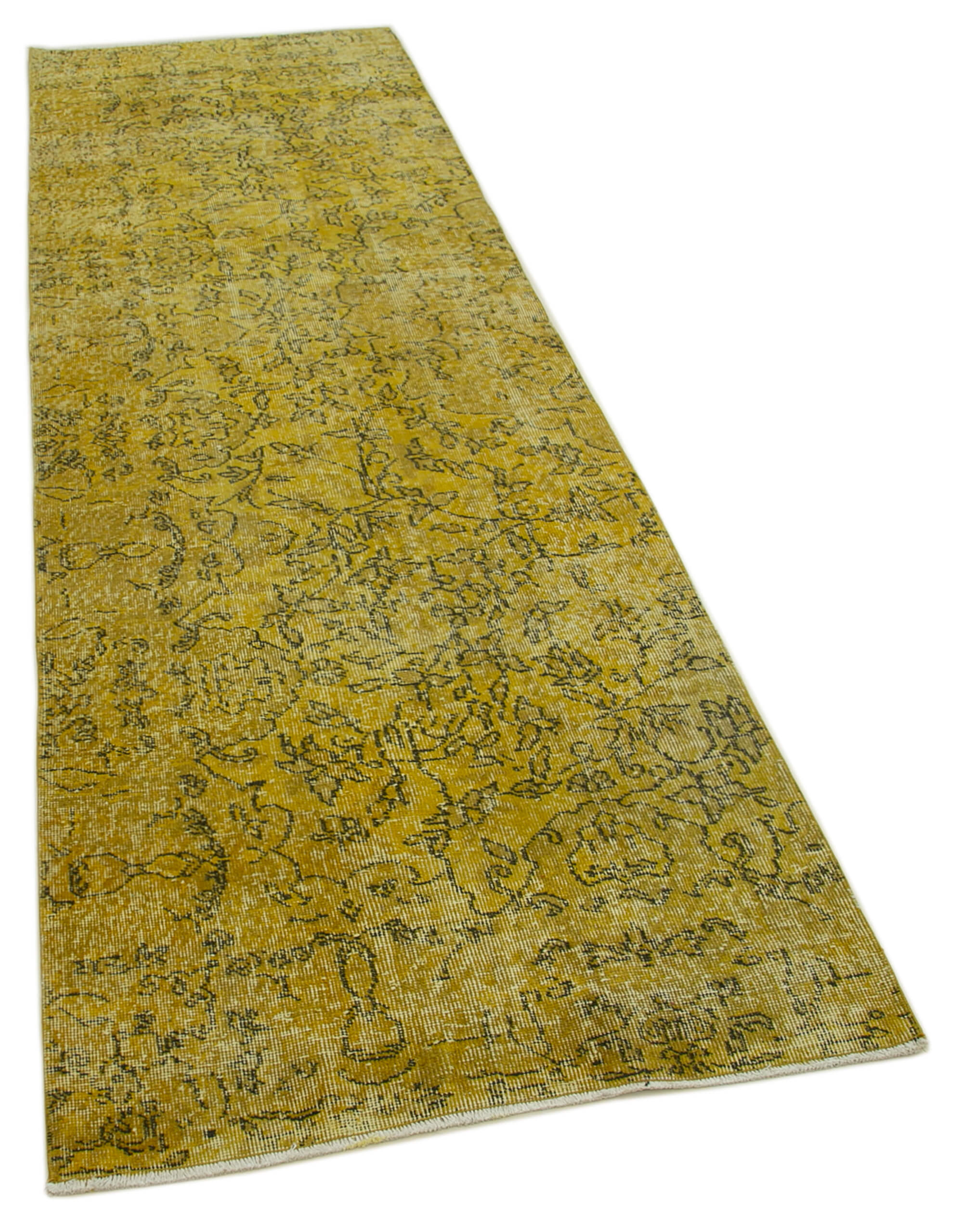 3 x 10 Yellow Overdyed Runner Rug - 4626