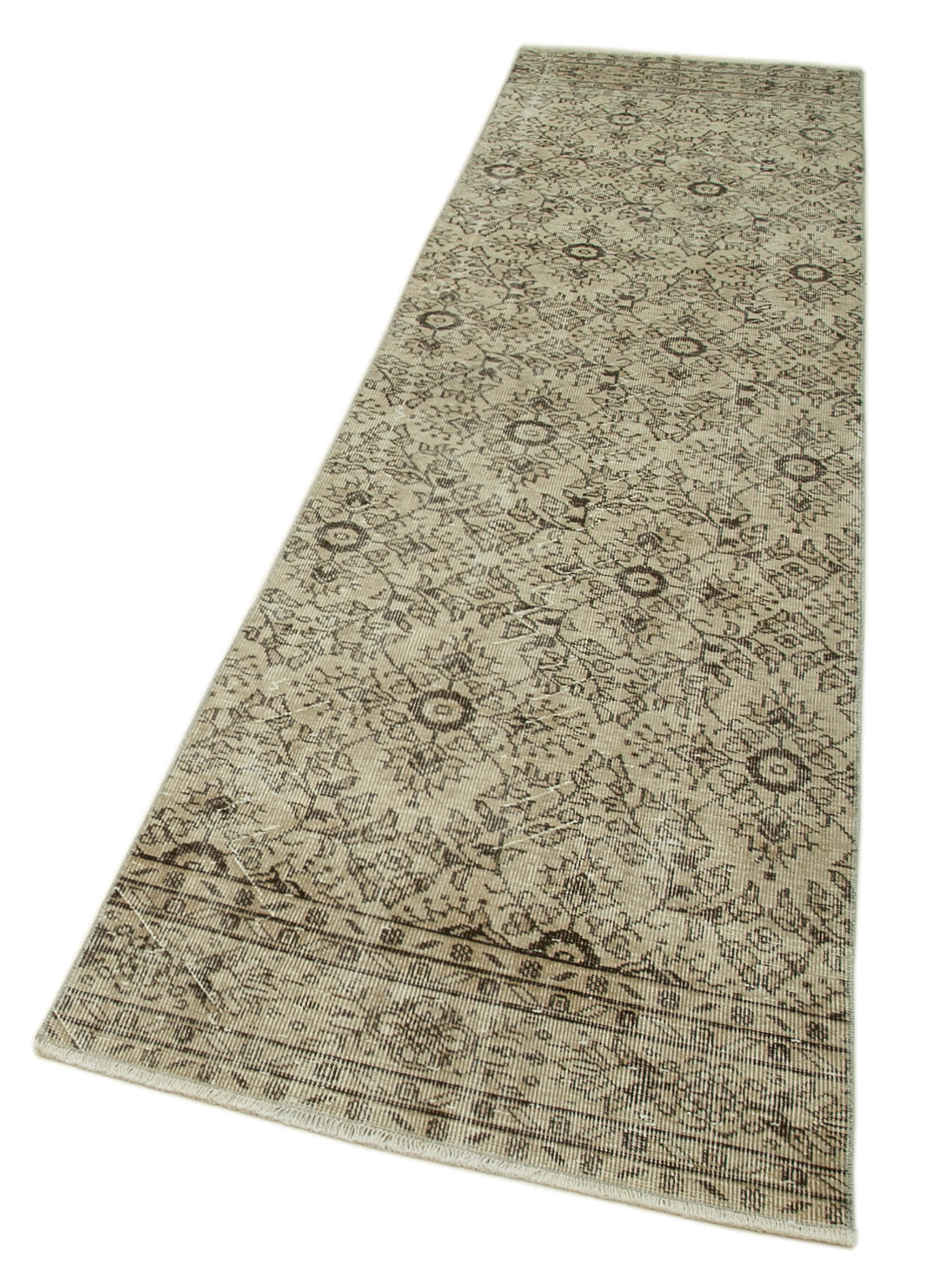 3 x 10 Beige Overdyed Runner Rug - 4627