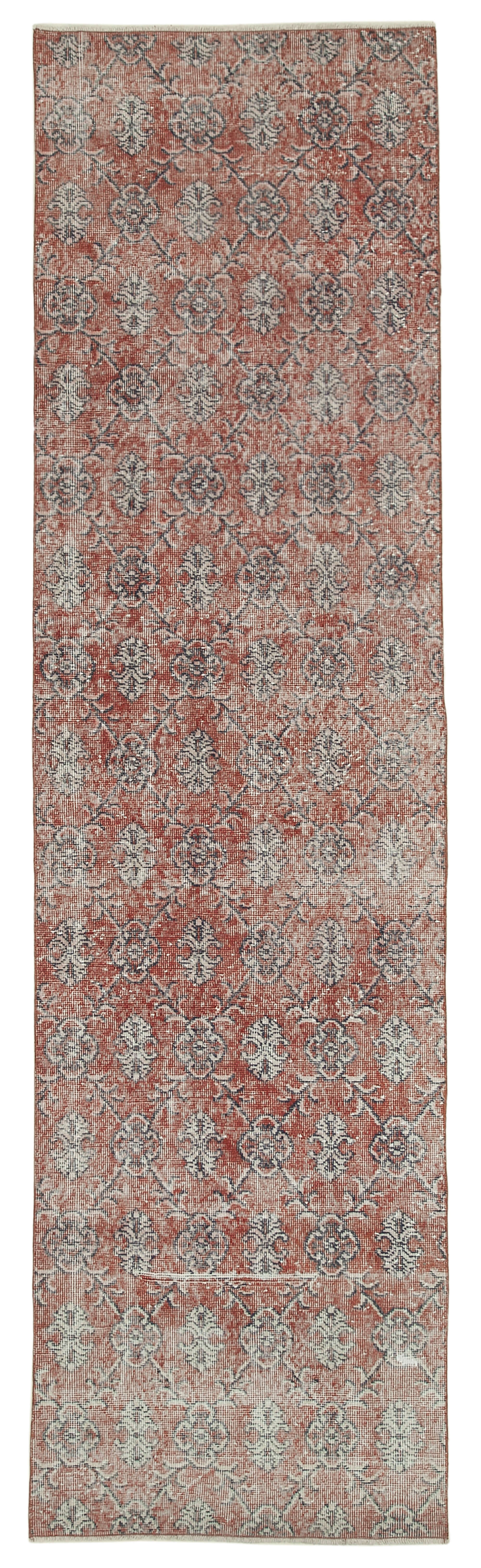 3 x 11 Red Overdyed Runner Rug - 4632