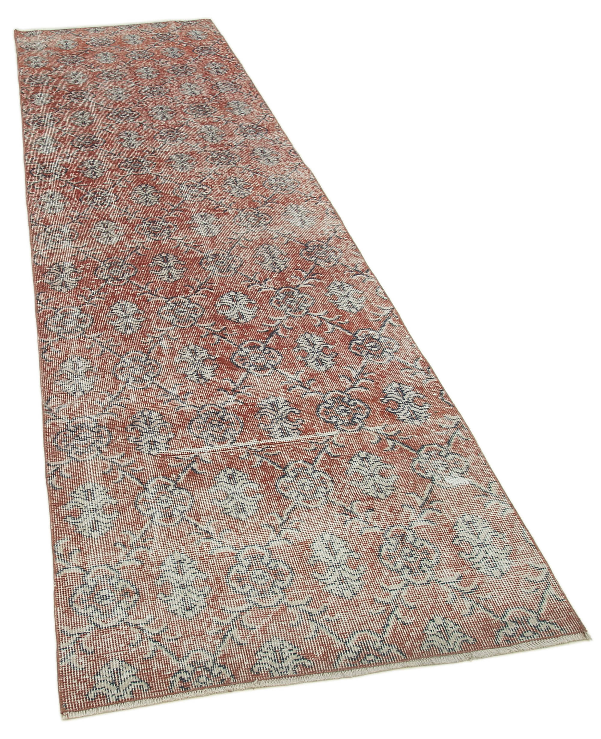 3 x 11 Red Overdyed Runner Rug - 4632