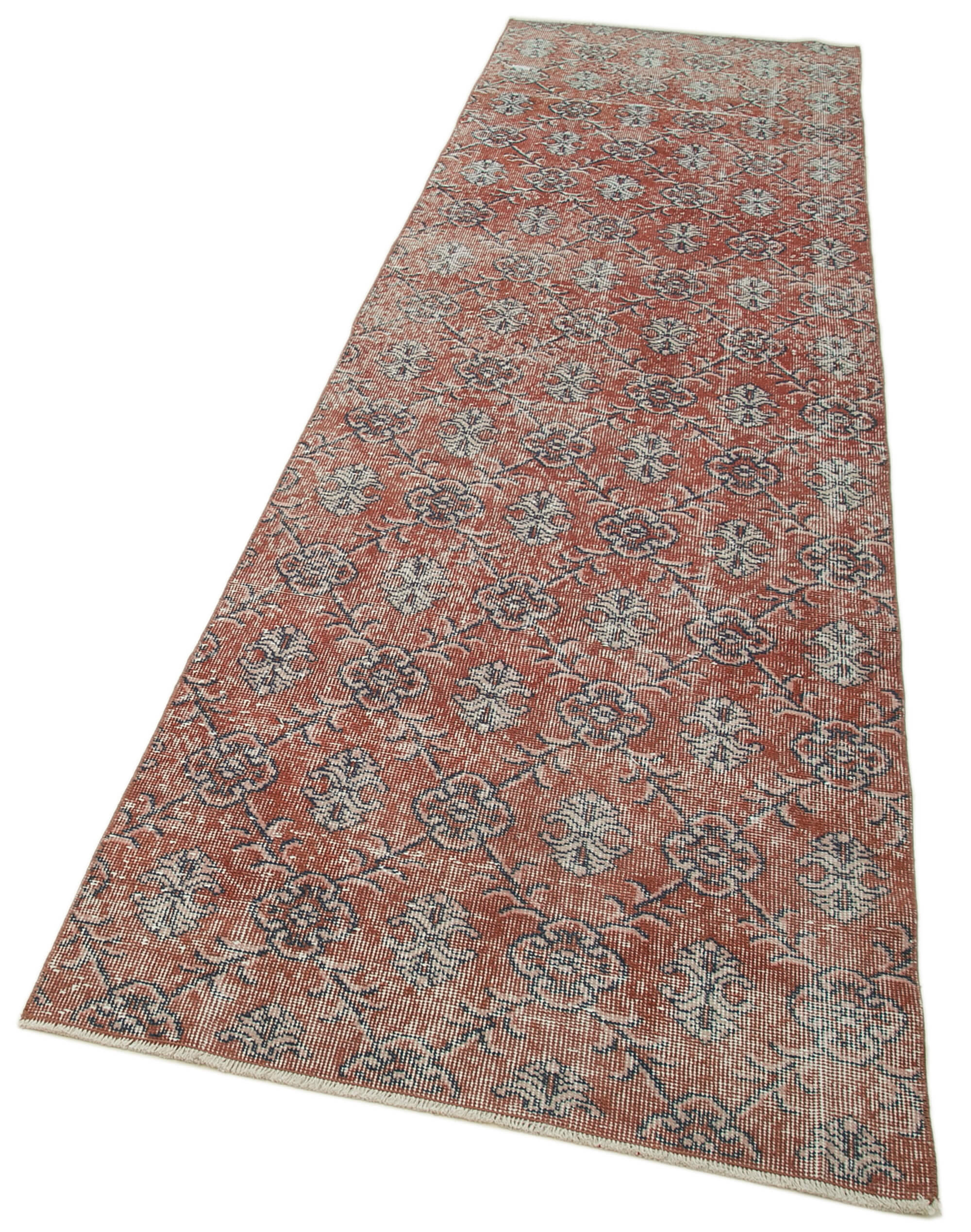 3 x 11 Red Overdyed Runner Rug - 4632