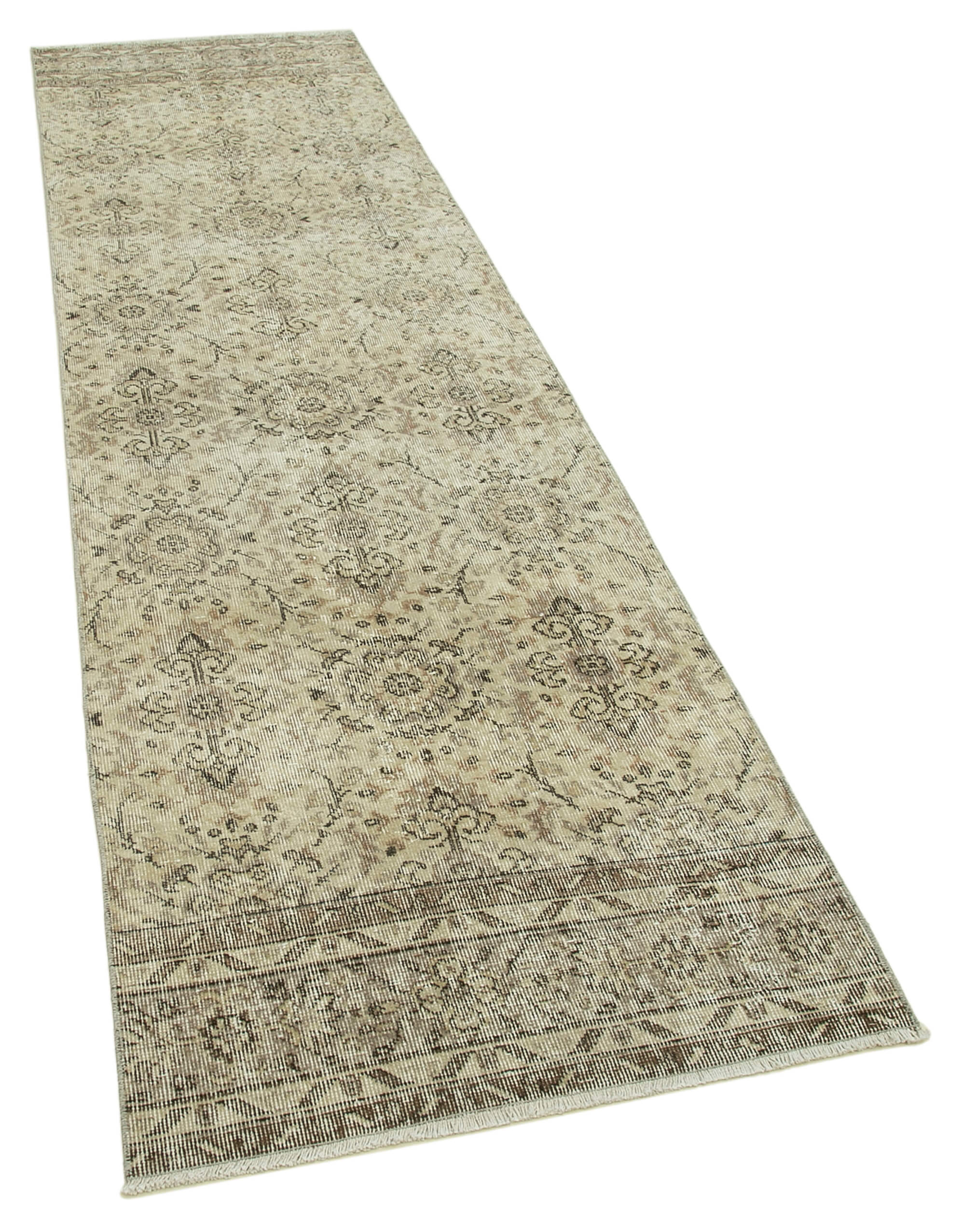 3 x 10 Beige Overdyed Runner Rug - 4639