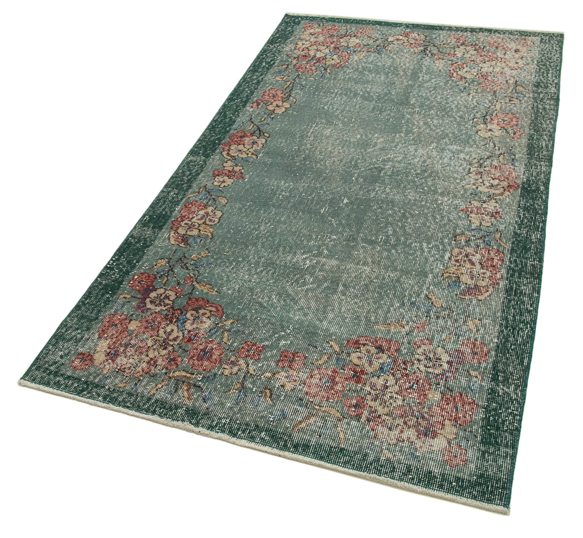 3 x 6 Green Overdyed Rug - 4787