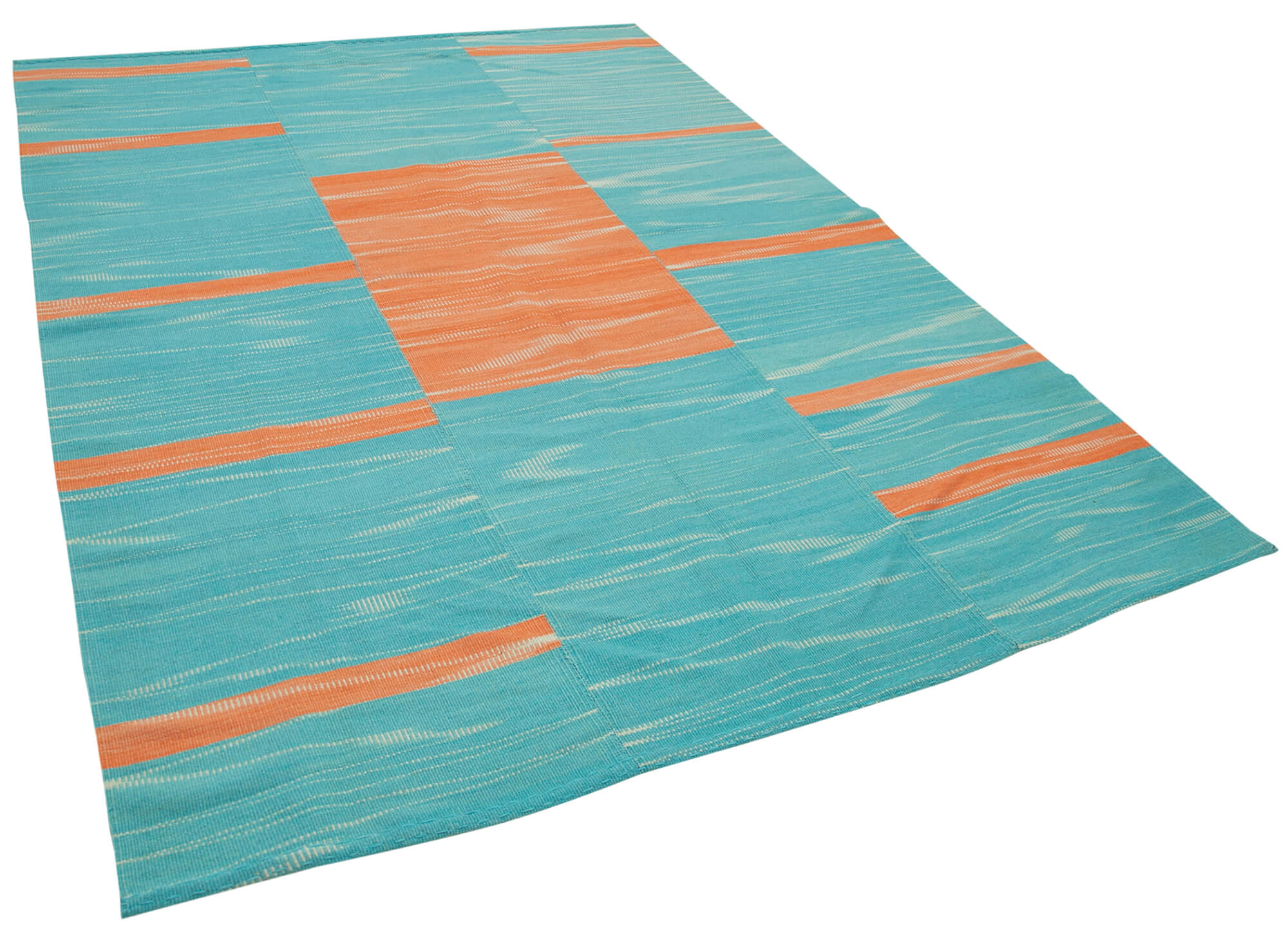 7 x 9 Turquoise Contemporary Kilim Rug - 4807