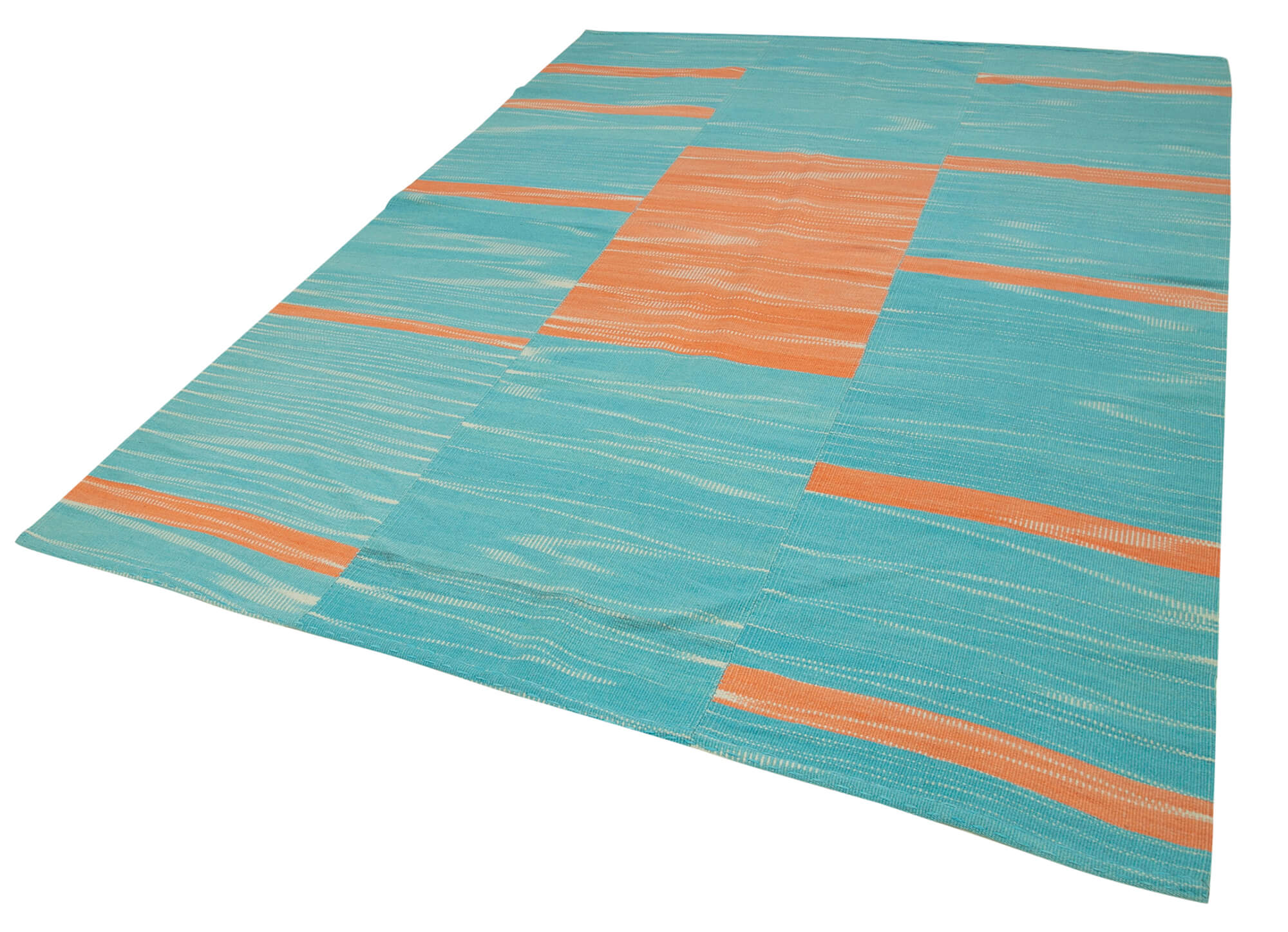 7 x 9 Turquoise Contemporary Kilim Rug - 4807