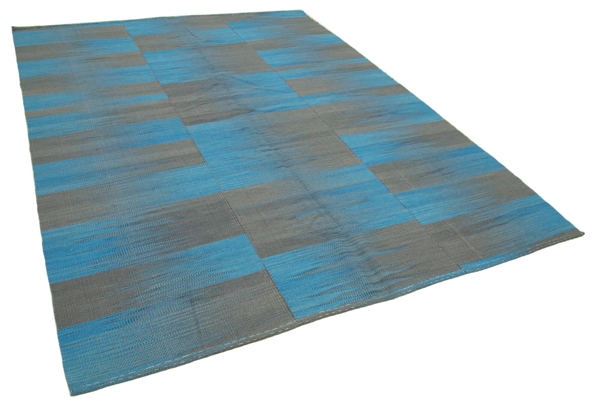 7 x 9 Blue Contemporary Kilim Rug - 4825