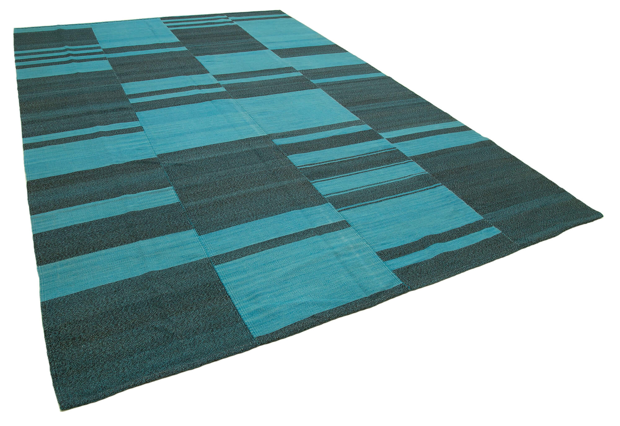 9 x 14 Turquoise Contemporary Kilim Rug - 4828