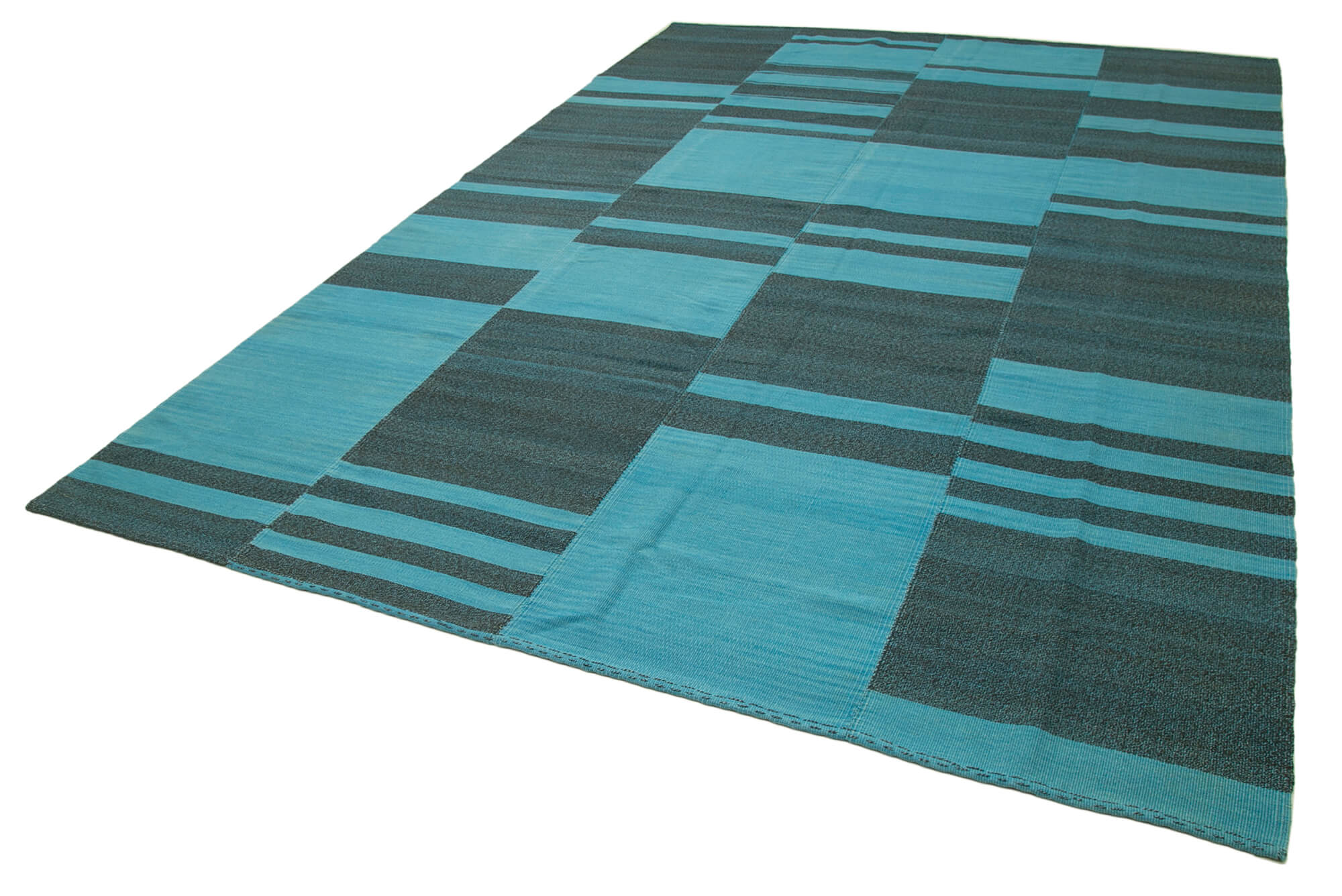 9 x 14 Turquoise Contemporary Kilim Rug - 4828