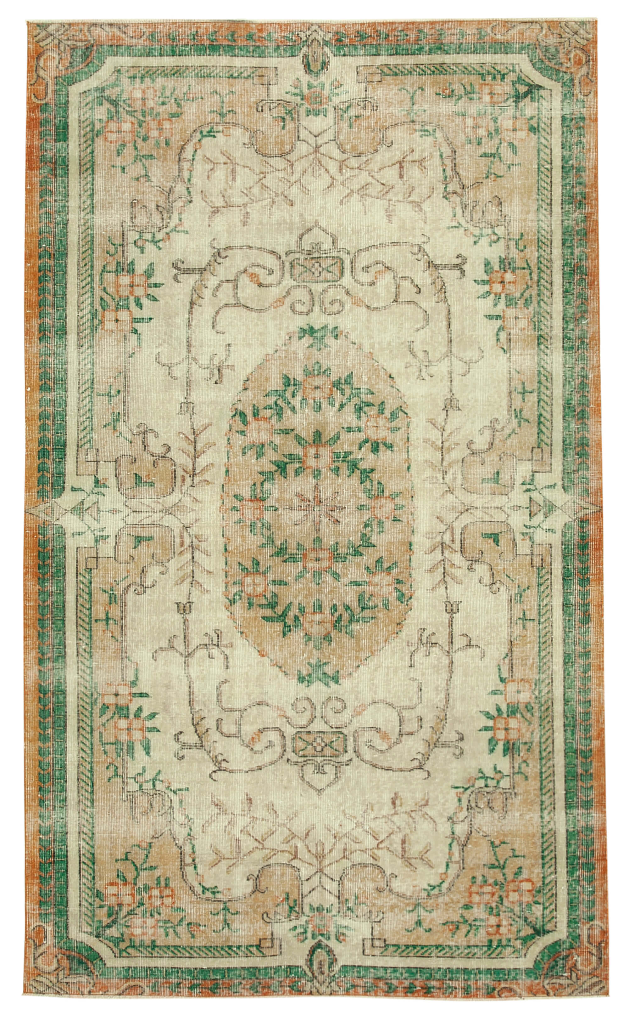 5 x 9 Beige Turkish Vintage Area Rug - 4925