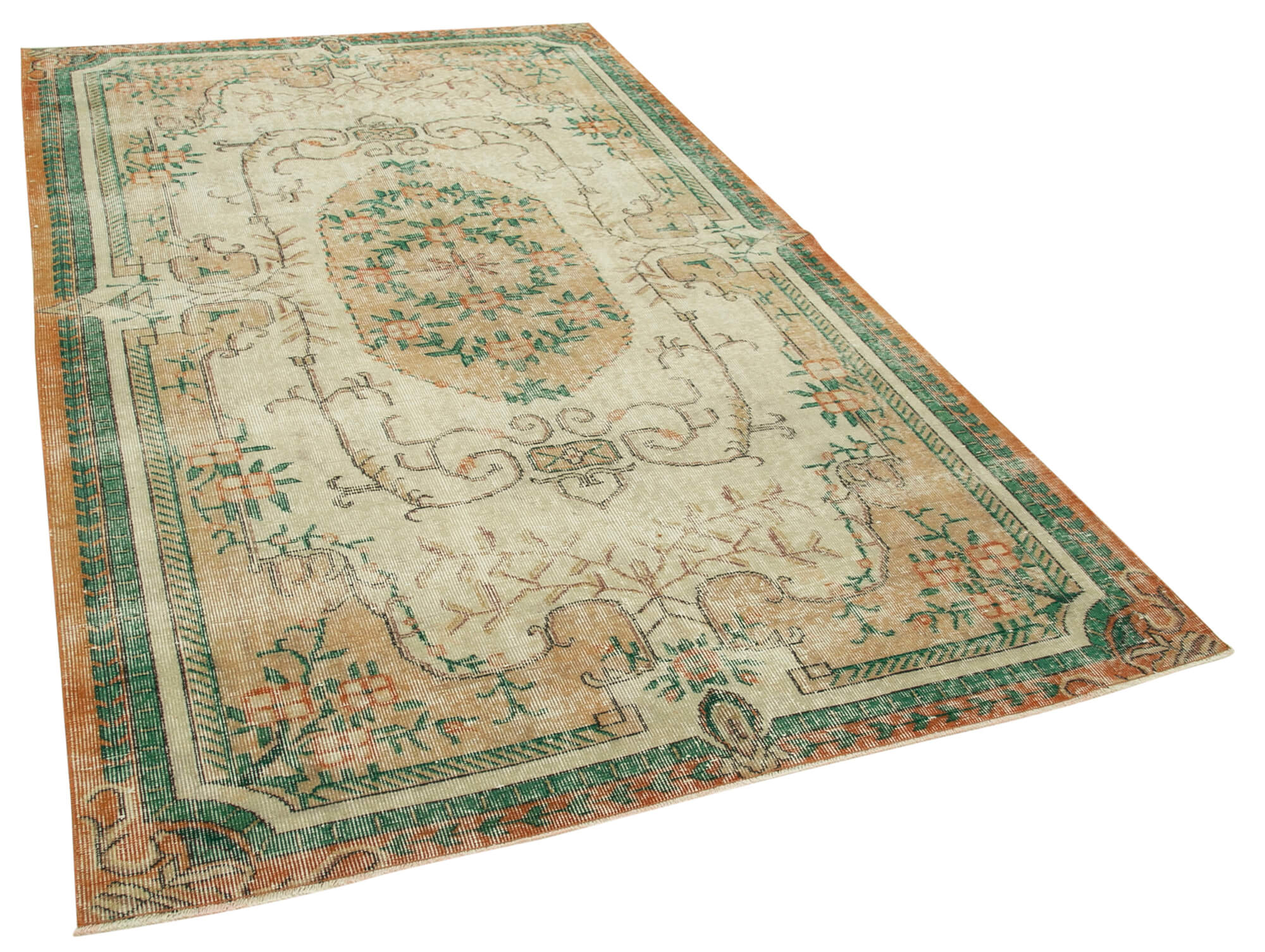 5 x 9 Beige Turkish Vintage Area Rug - 4925