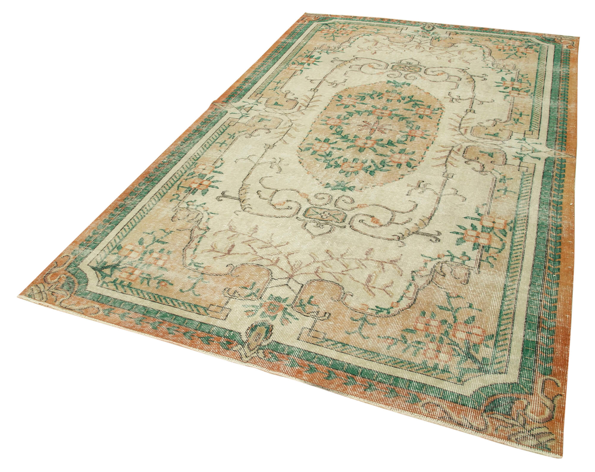 5 x 9 Beige Turkish Vintage Area Rug - 4925