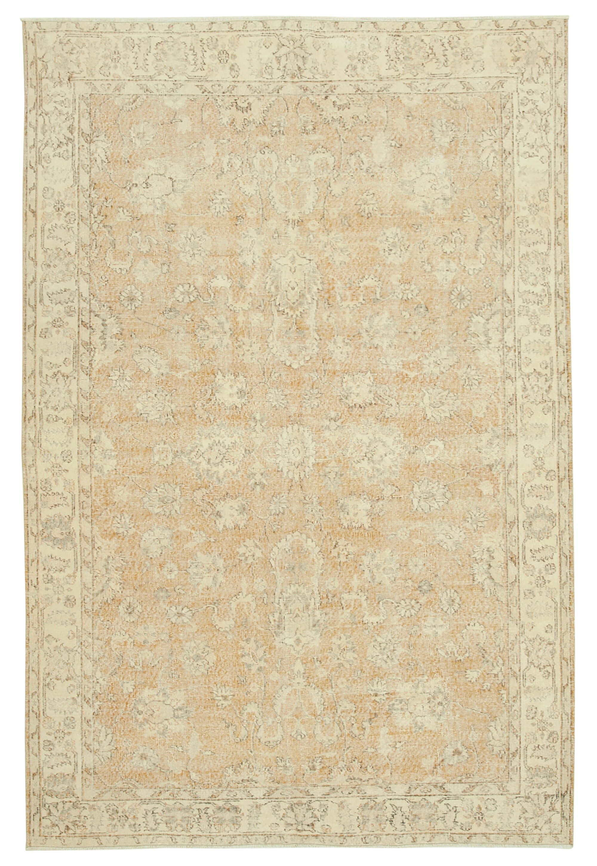 7 x 10 Beige Turkish Vintage Area Rug - 4926