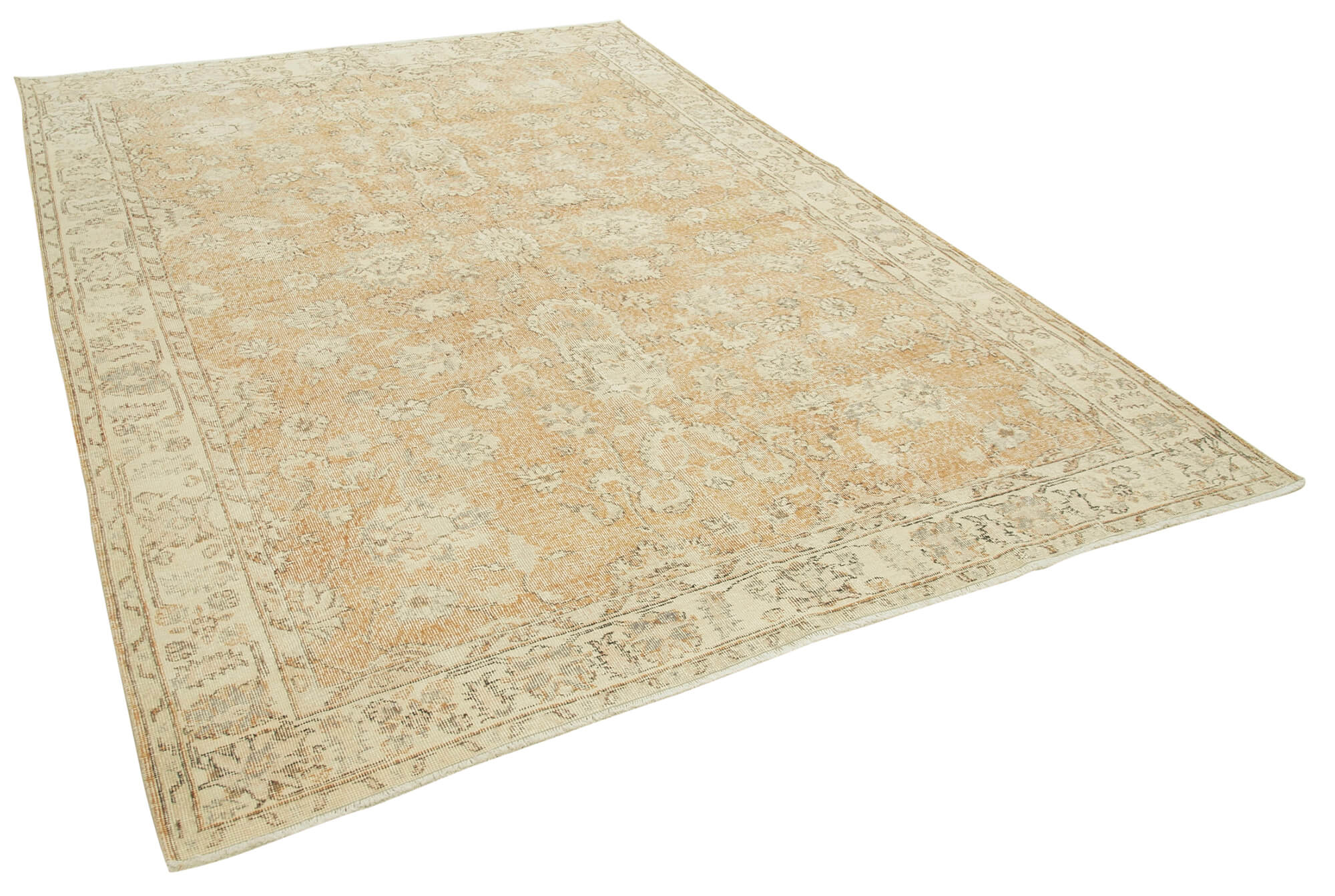 7 x 10 Beige Turkish Vintage Area Rug - 4926