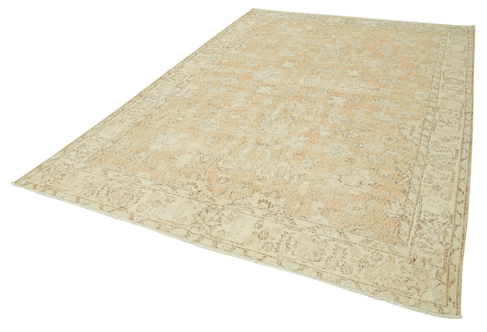 7 x 10 Beige Turkish Vintage Area Rug - 4926