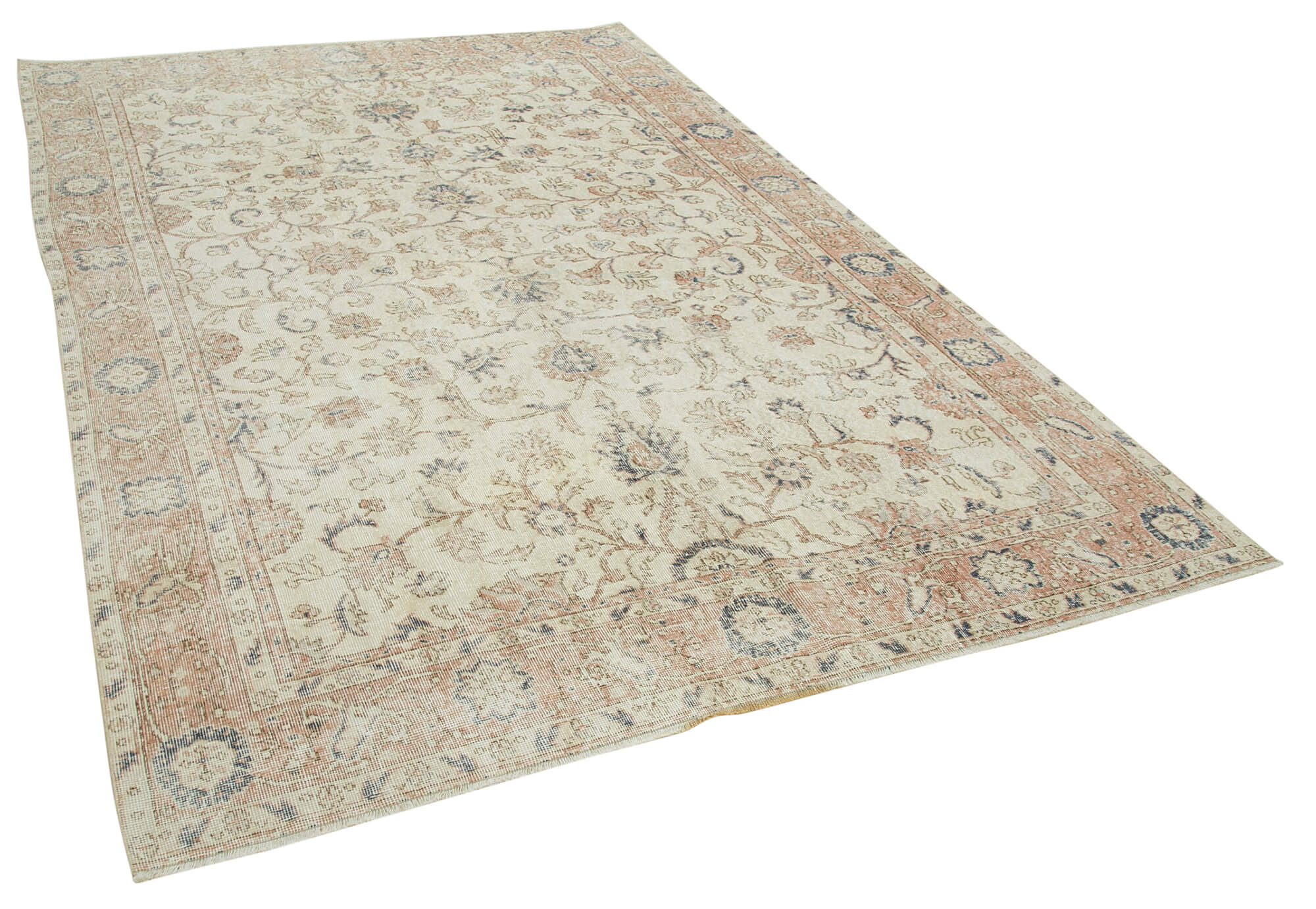 7 x 10 Beige Turkish Vintage Area Rug - 4928