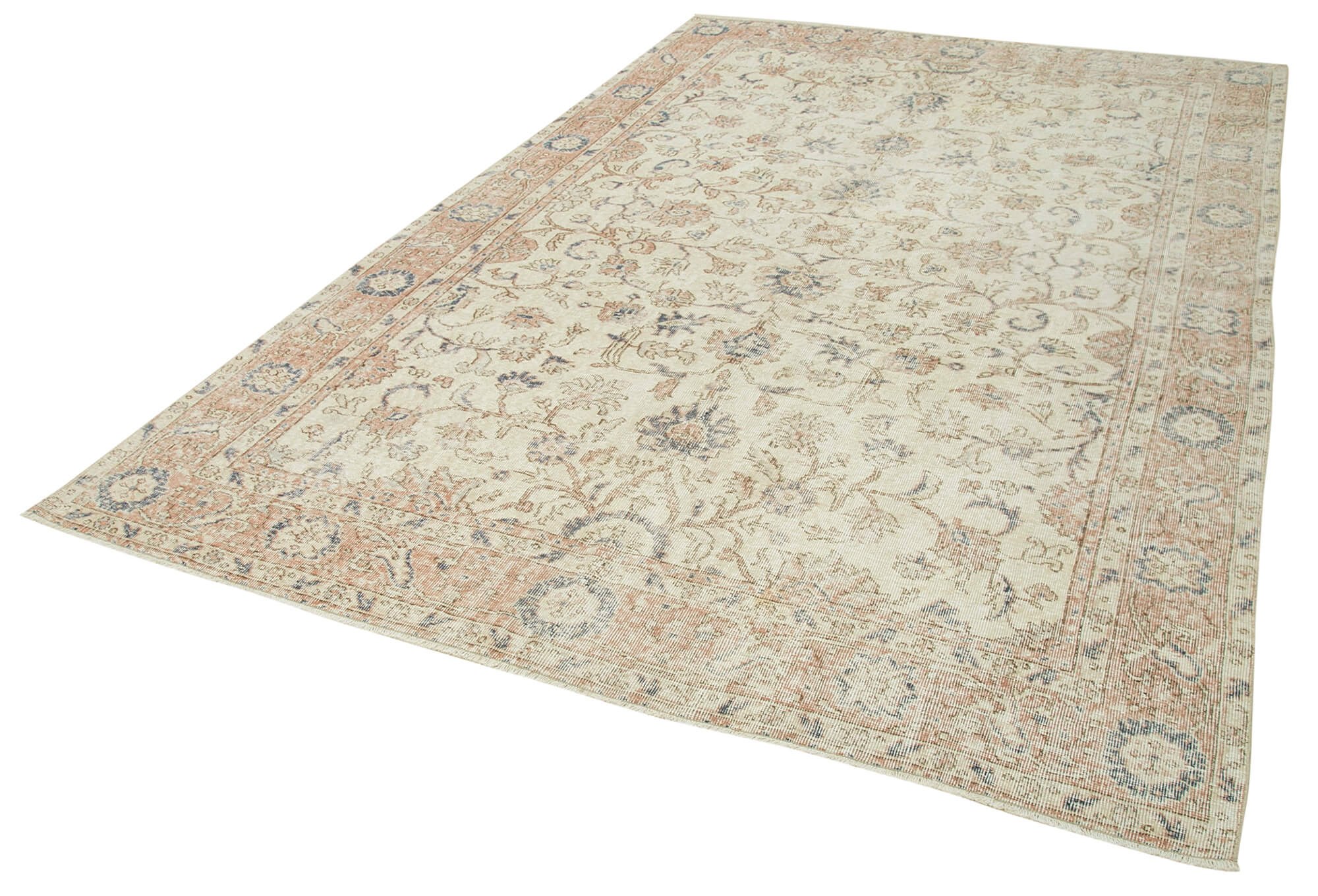 7 x 10 Beige Turkish Vintage Area Rug - 4928