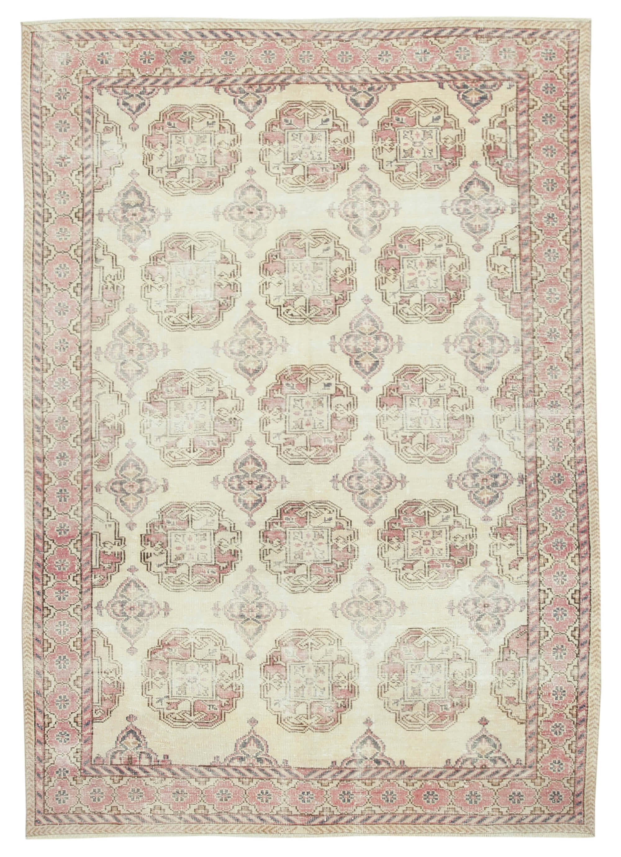 7 x 10 Beige Turkish Vintage Area Rug - 4931