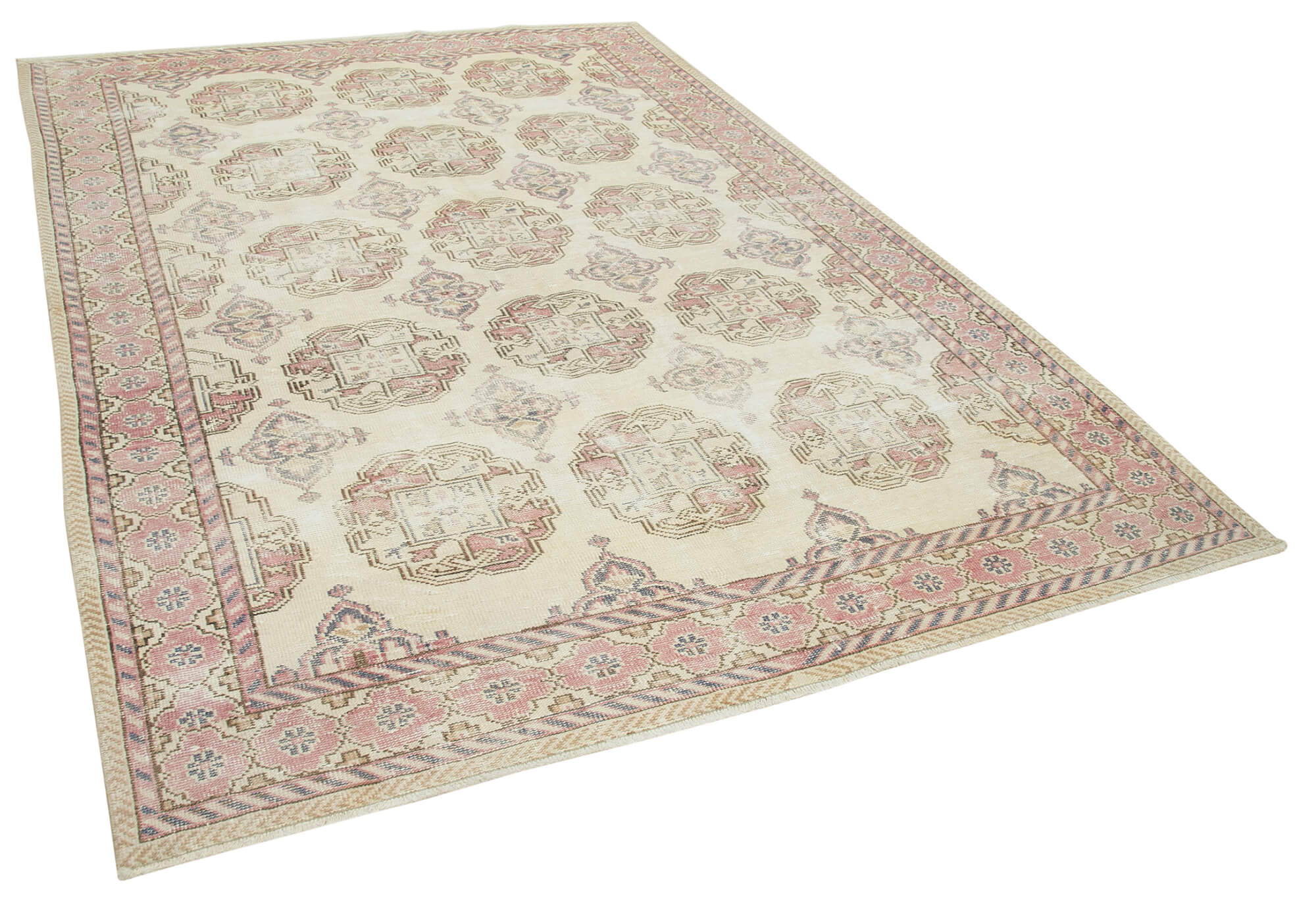 7 x 10 Beige Turkish Vintage Area Rug - 4931