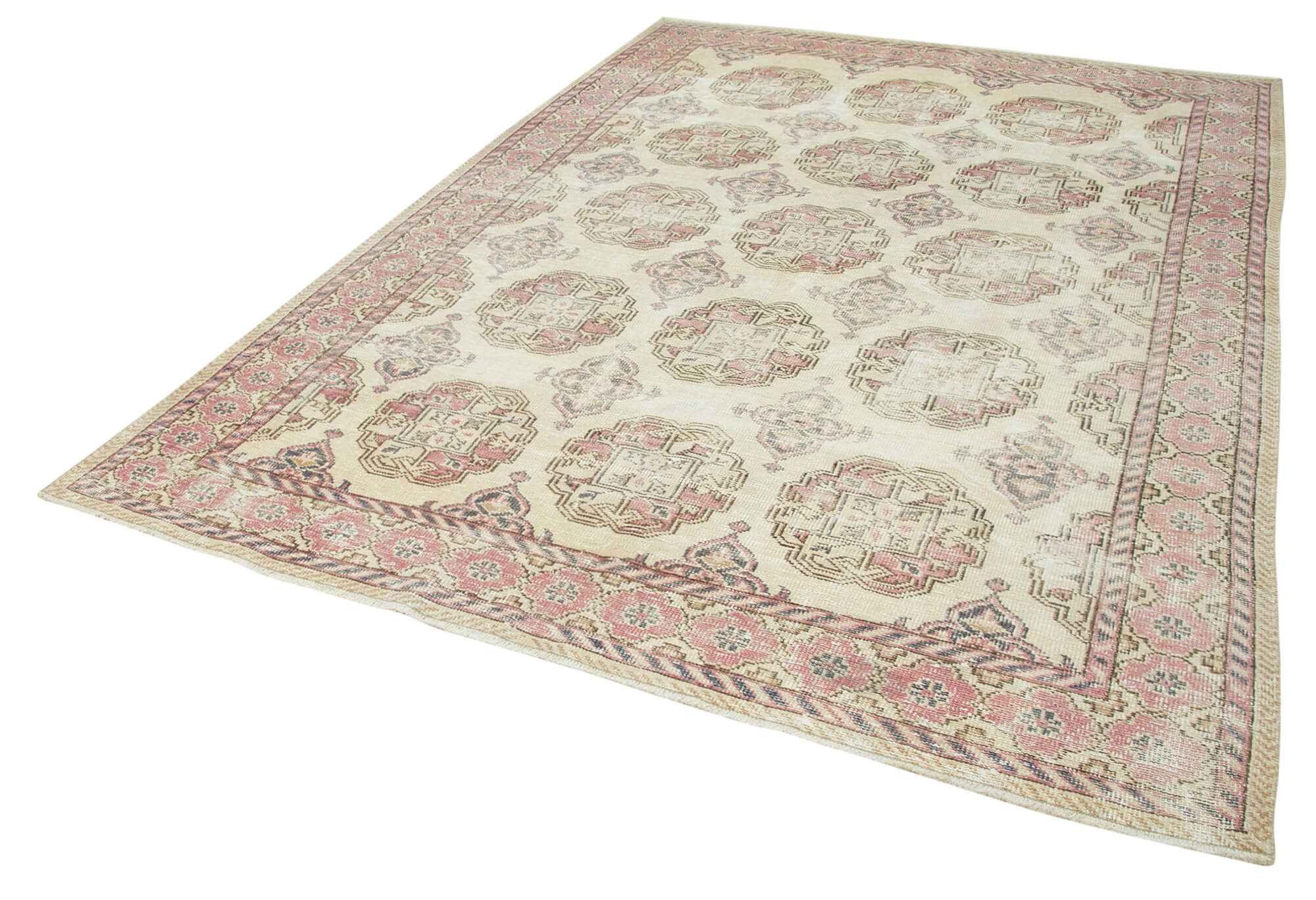 7 x 10 Beige Turkish Vintage Area Rug - 4931