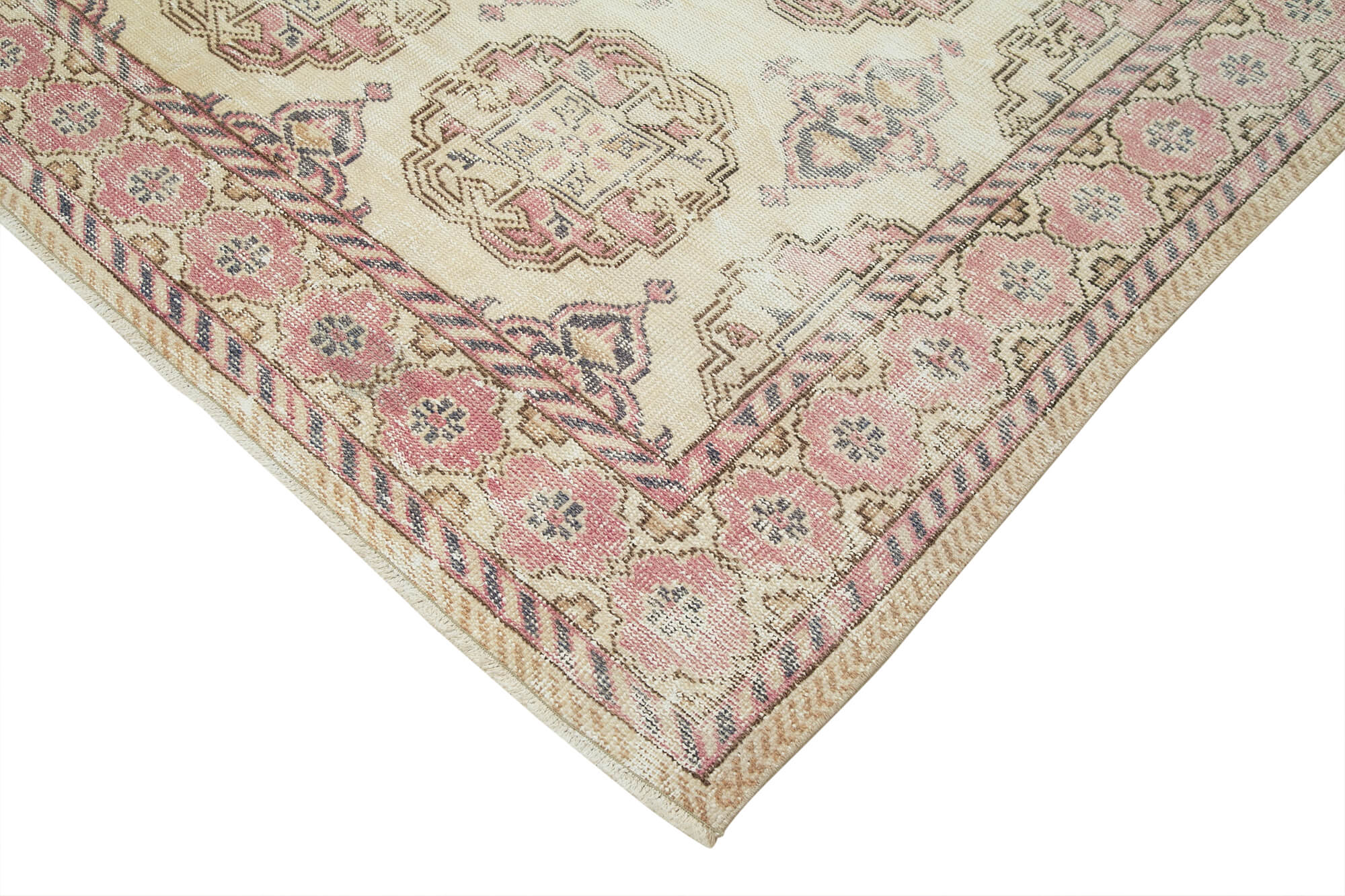 7 x 10 Beige Turkish Vintage Area Rug - 4931