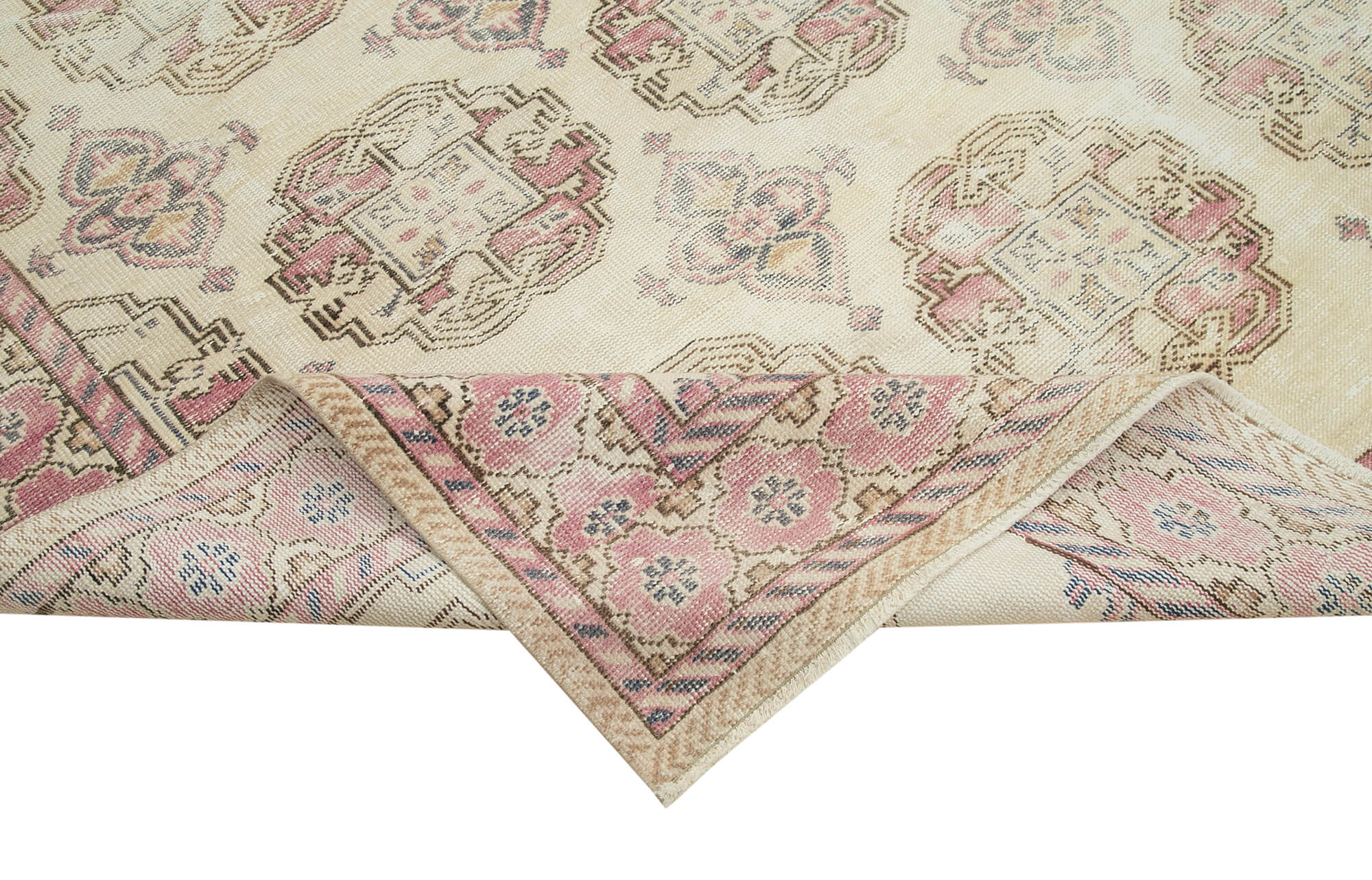 7 x 10 Beige Turkish Vintage Area Rug - 4931