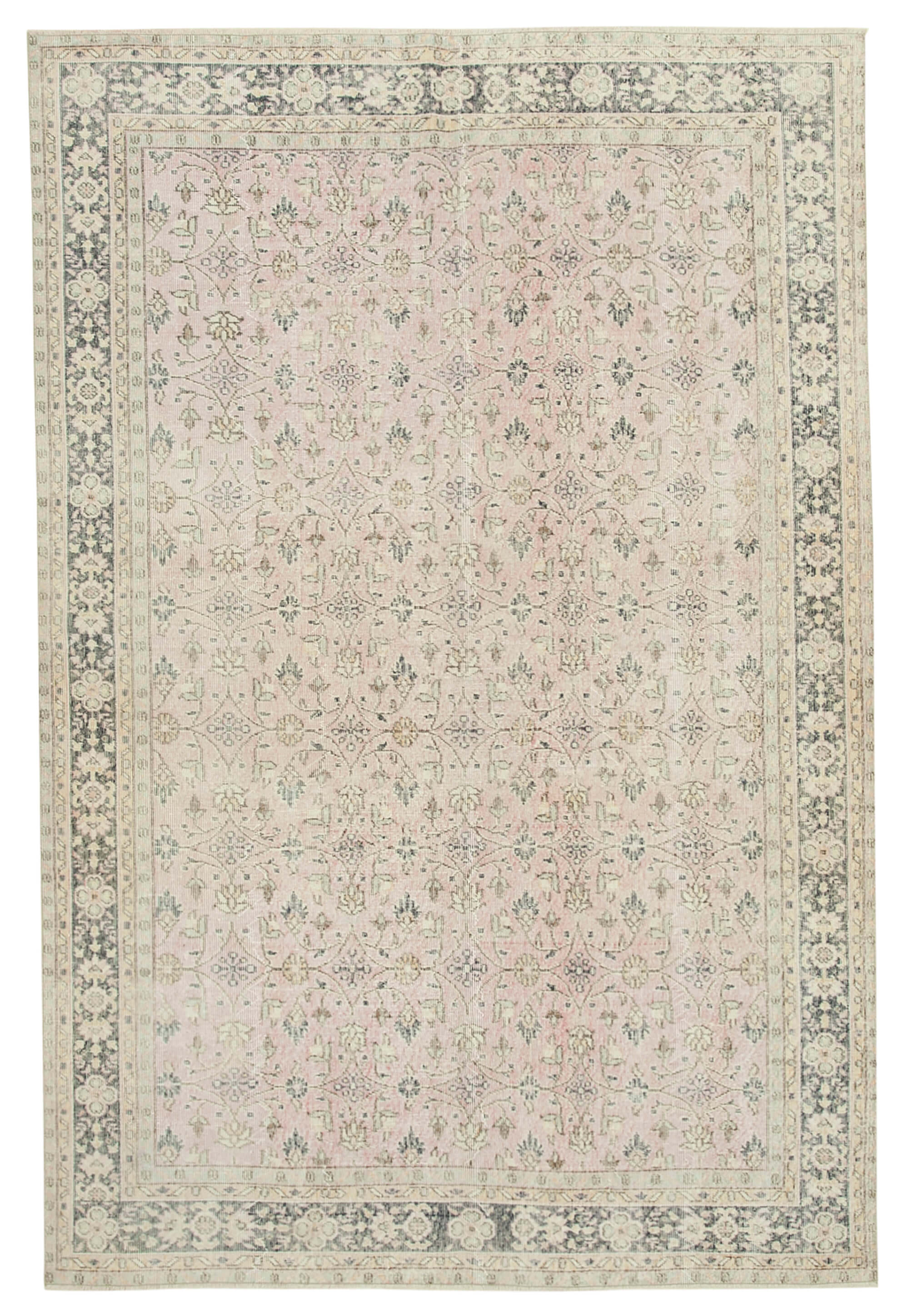 7 x 10 Beige Turkish Vintage Area Rug - 4946