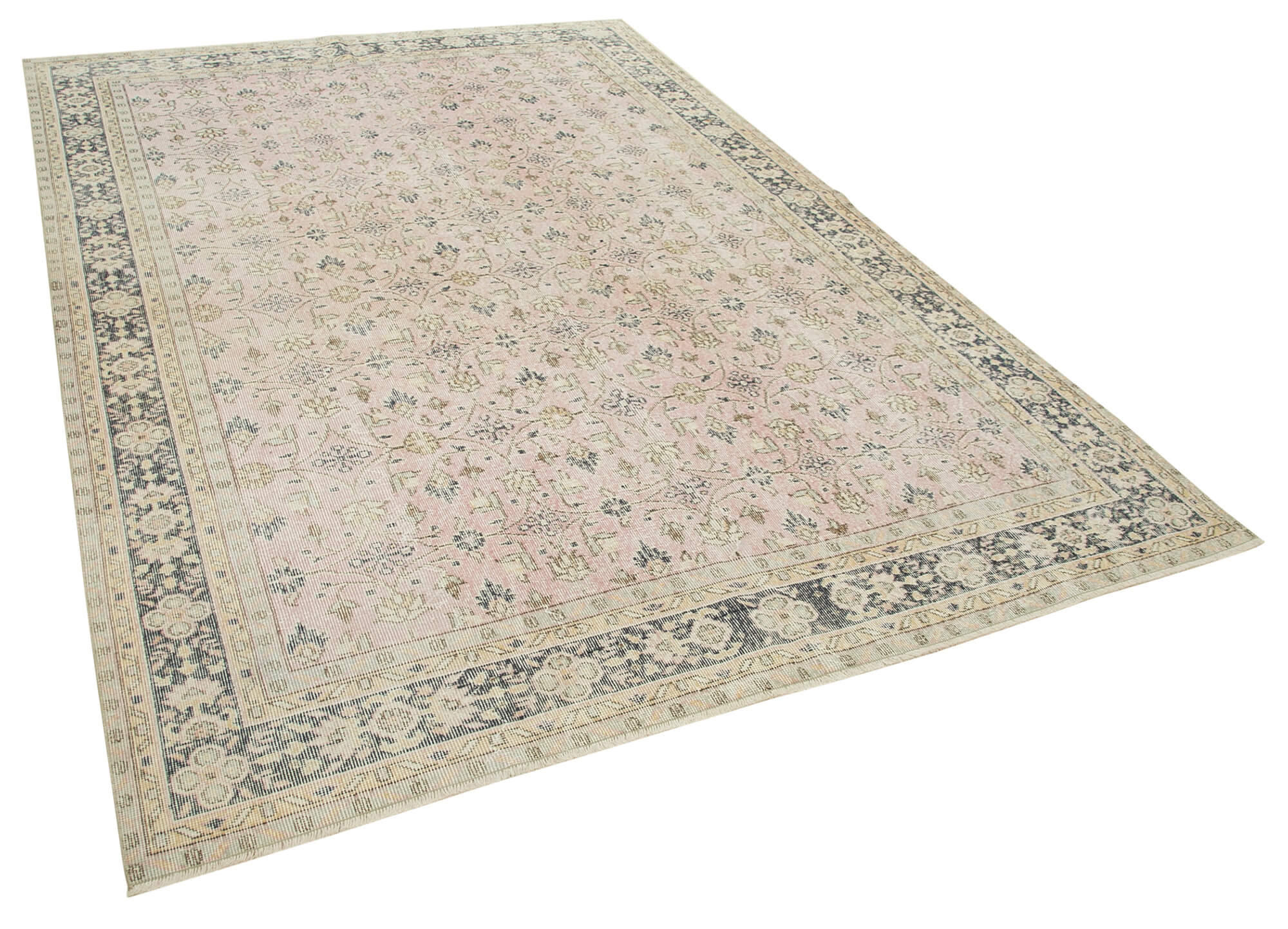 7 x 10 Beige Turkish Vintage Area Rug - 4946