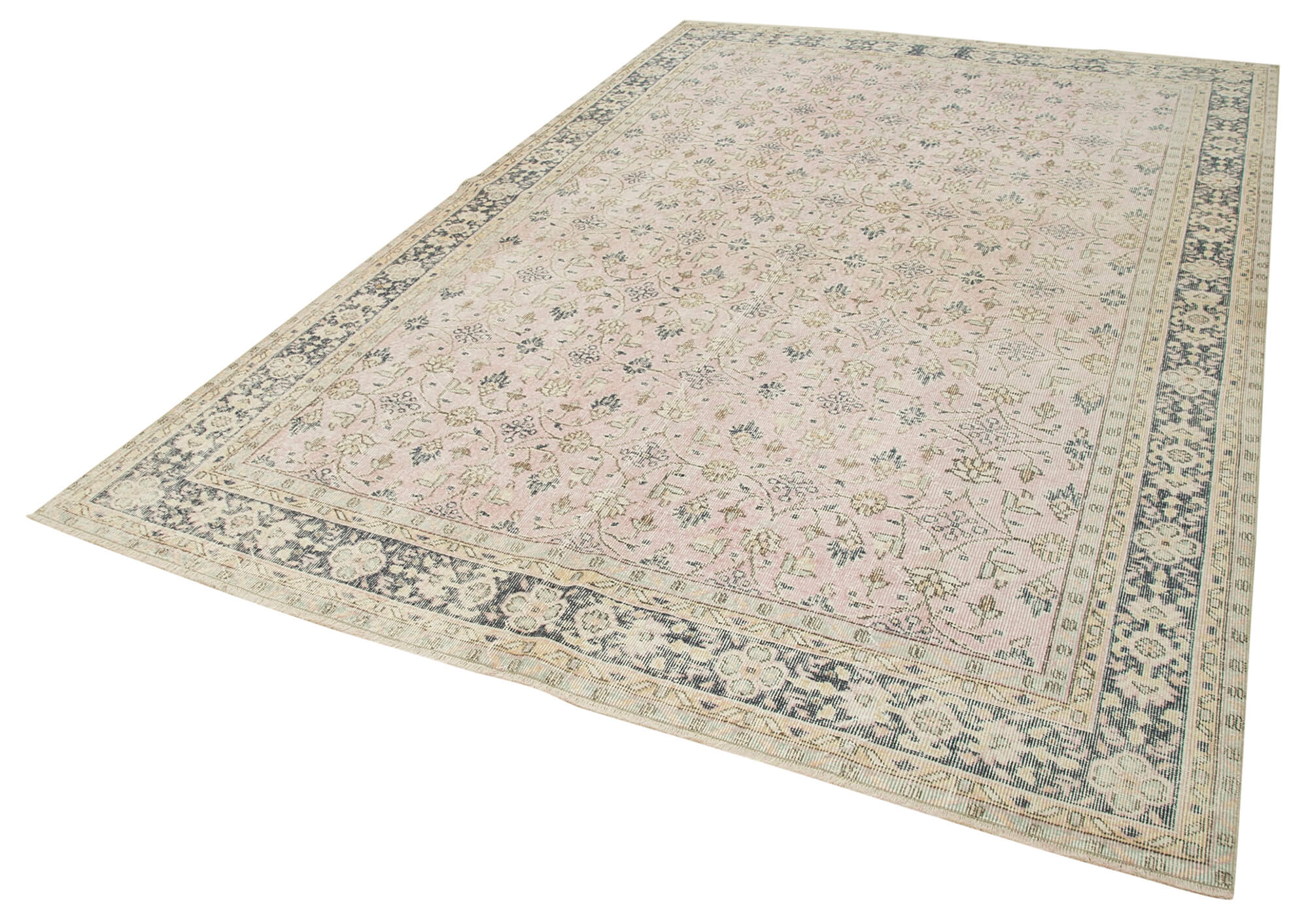 7 x 10 Beige Turkish Vintage Area Rug - 4946