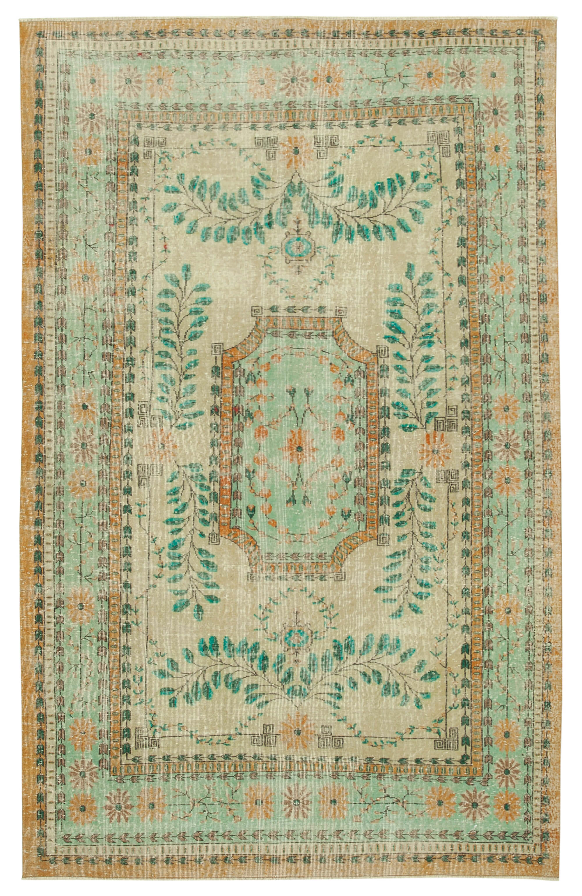 7 x 11 Beige Turkish Vintage Area Rug - 4956