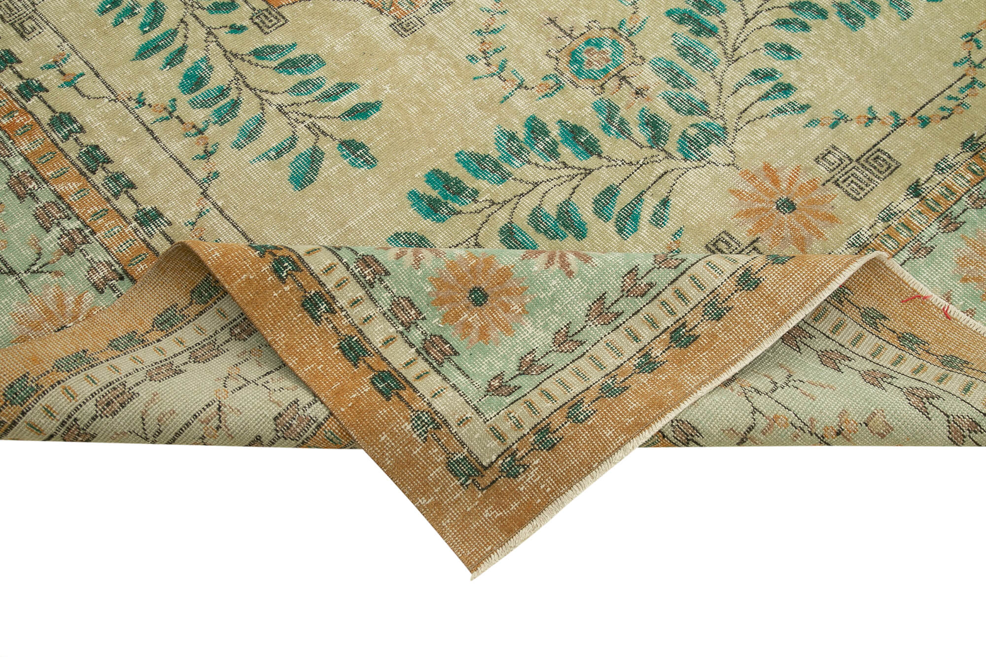 7 x 11 Beige Turkish Vintage Area Rug - 4956