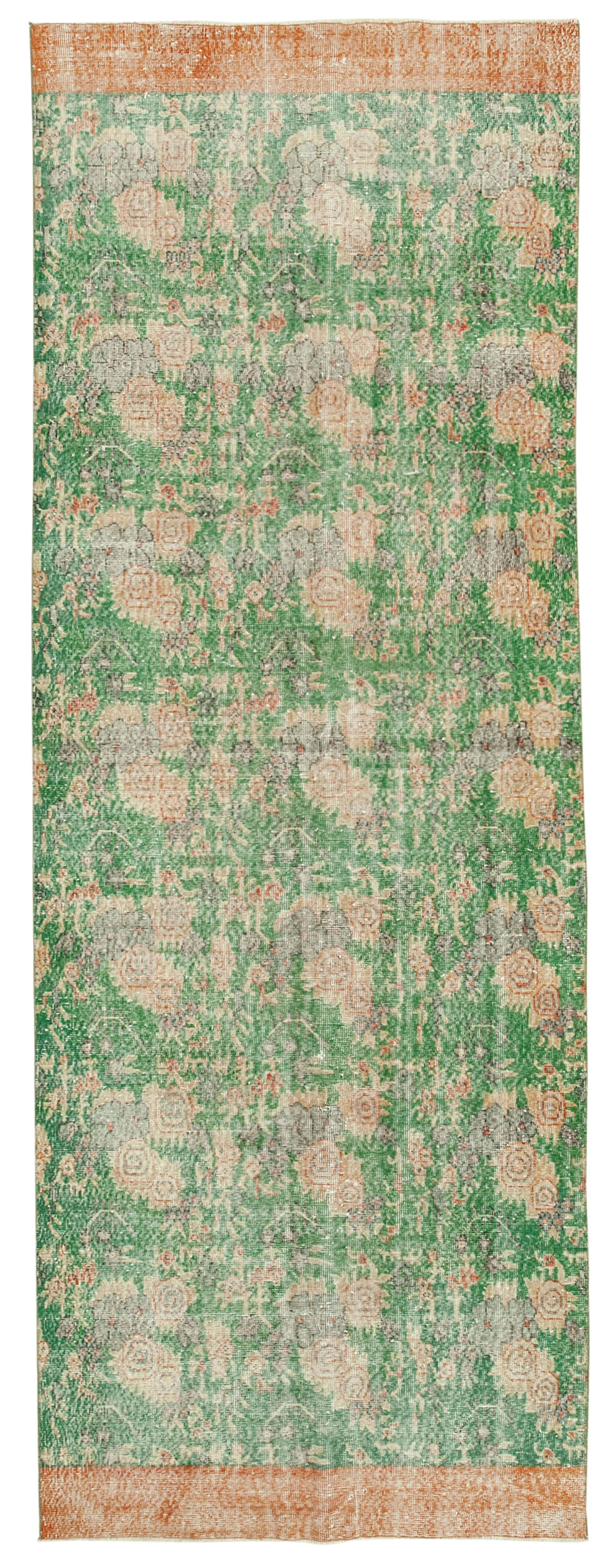 4 x 13 Green Overdyed Runner Rug - 4957