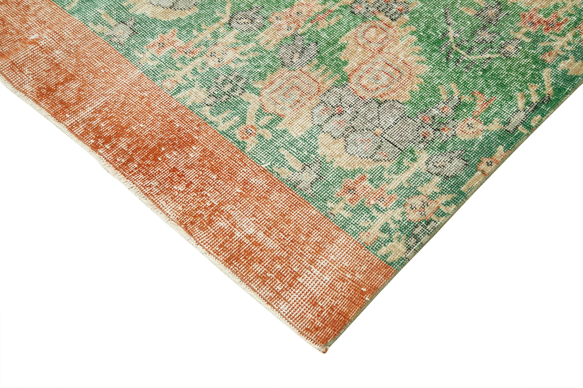 4 x 13 Green Overdyed Runner Rug - 4957