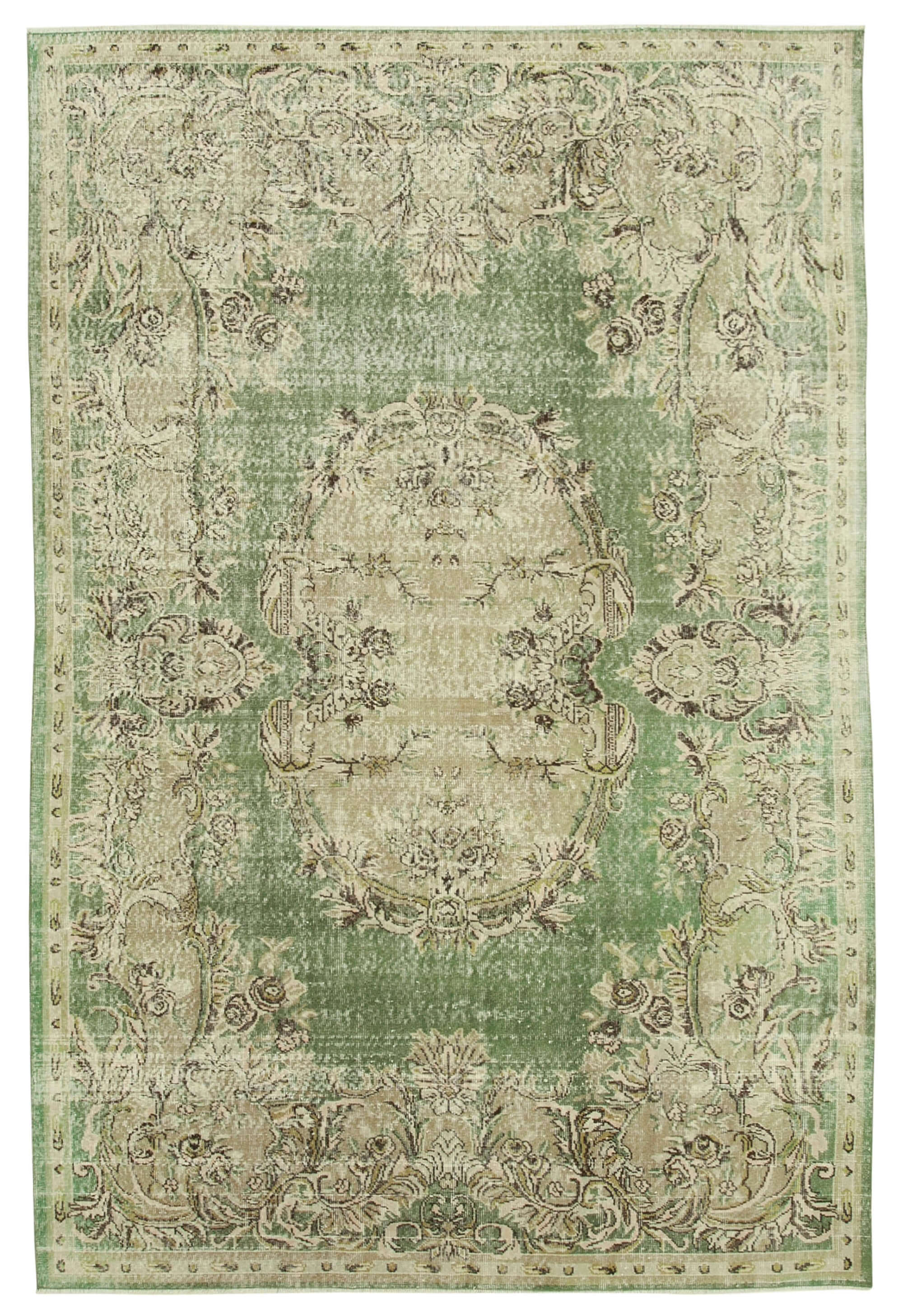 7 x 10 Beige Turkish Vintage Area Rug - 4958