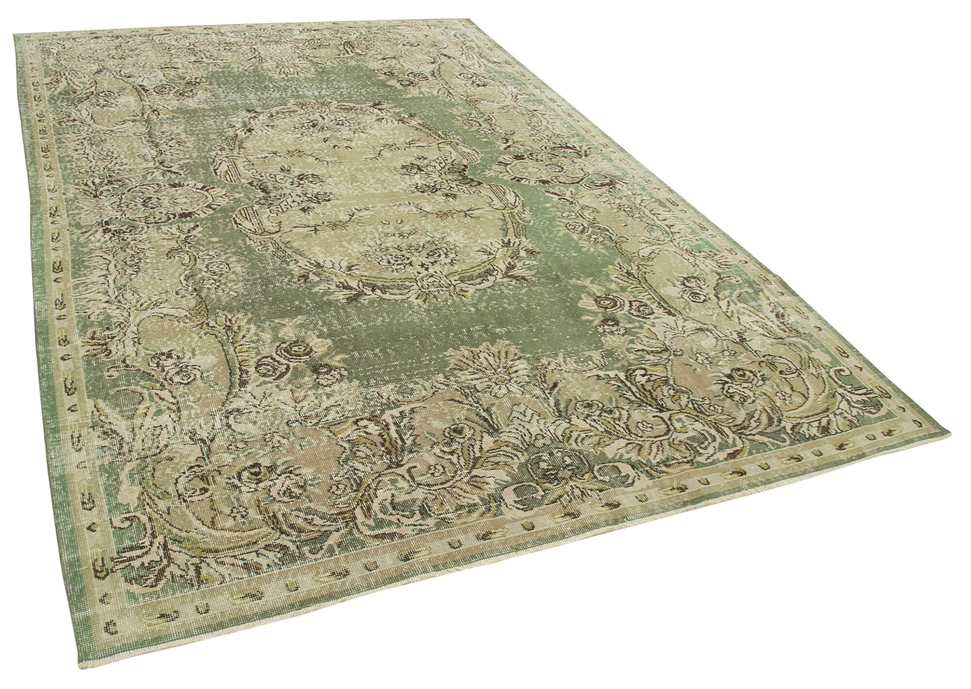 7 x 10 Beige Turkish Vintage Area Rug - 4958