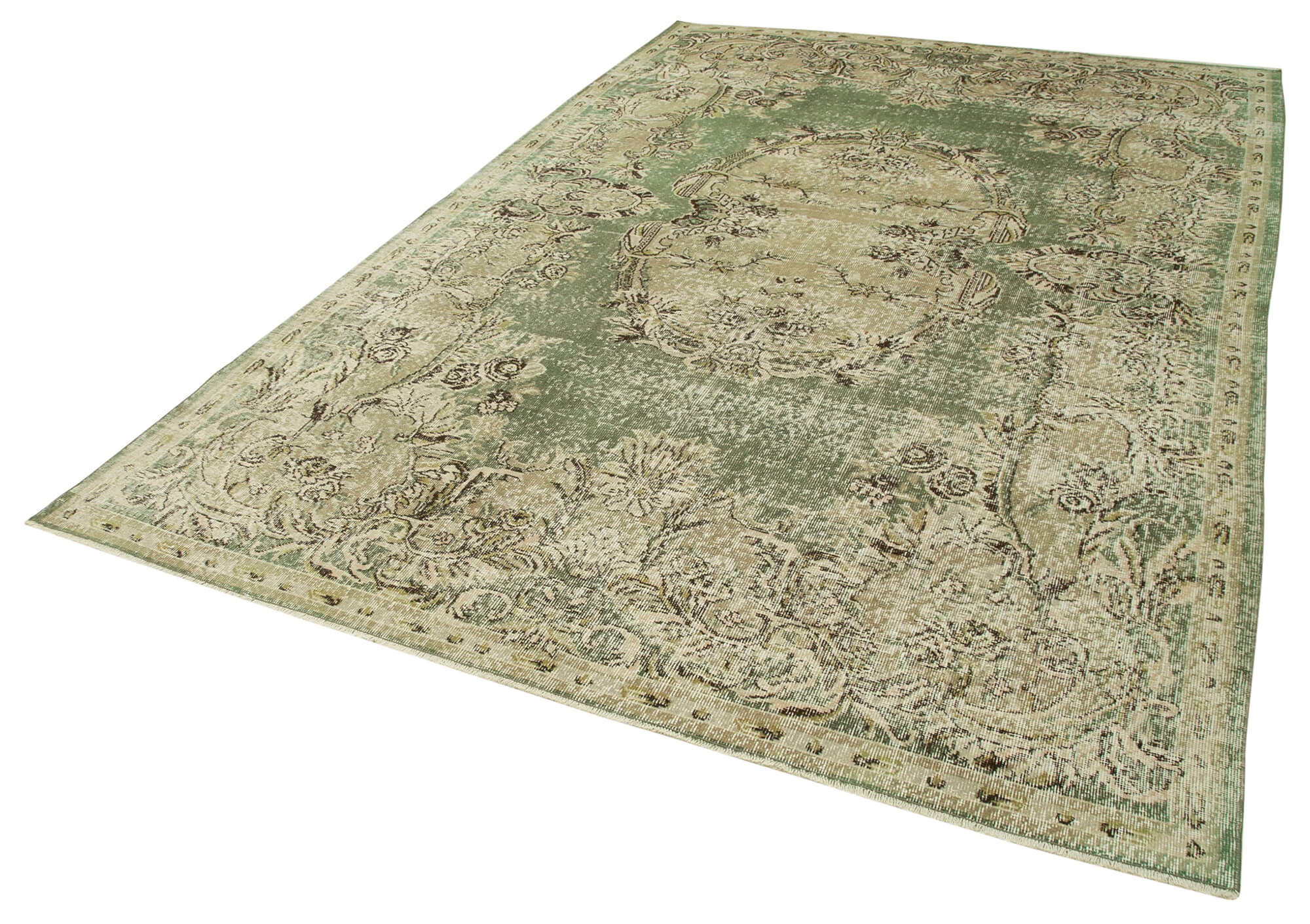 7 x 10 Beige Turkish Vintage Area Rug - 4958