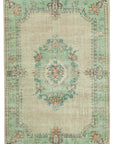 6 x 9 Beige Turkish Vintage Area Rug - 4960