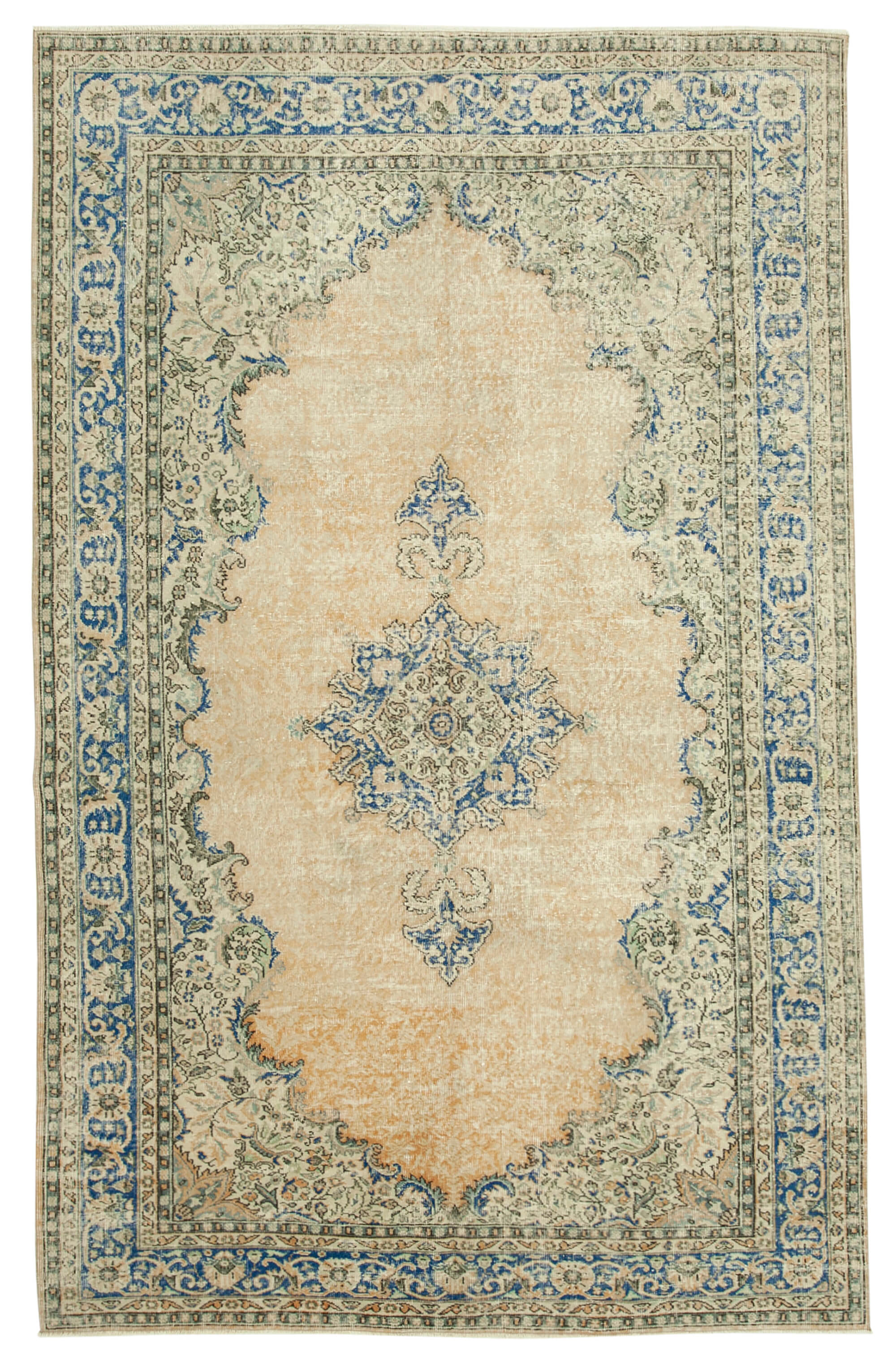 7 x 11 Beige Turkish Vintage Area Rug - 4961