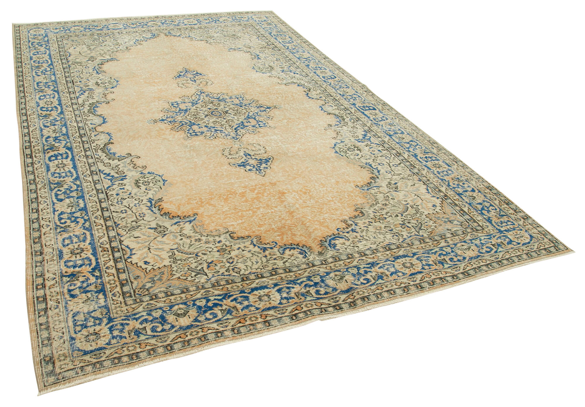 7 x 11 Beige Turkish Vintage Area Rug - 4961