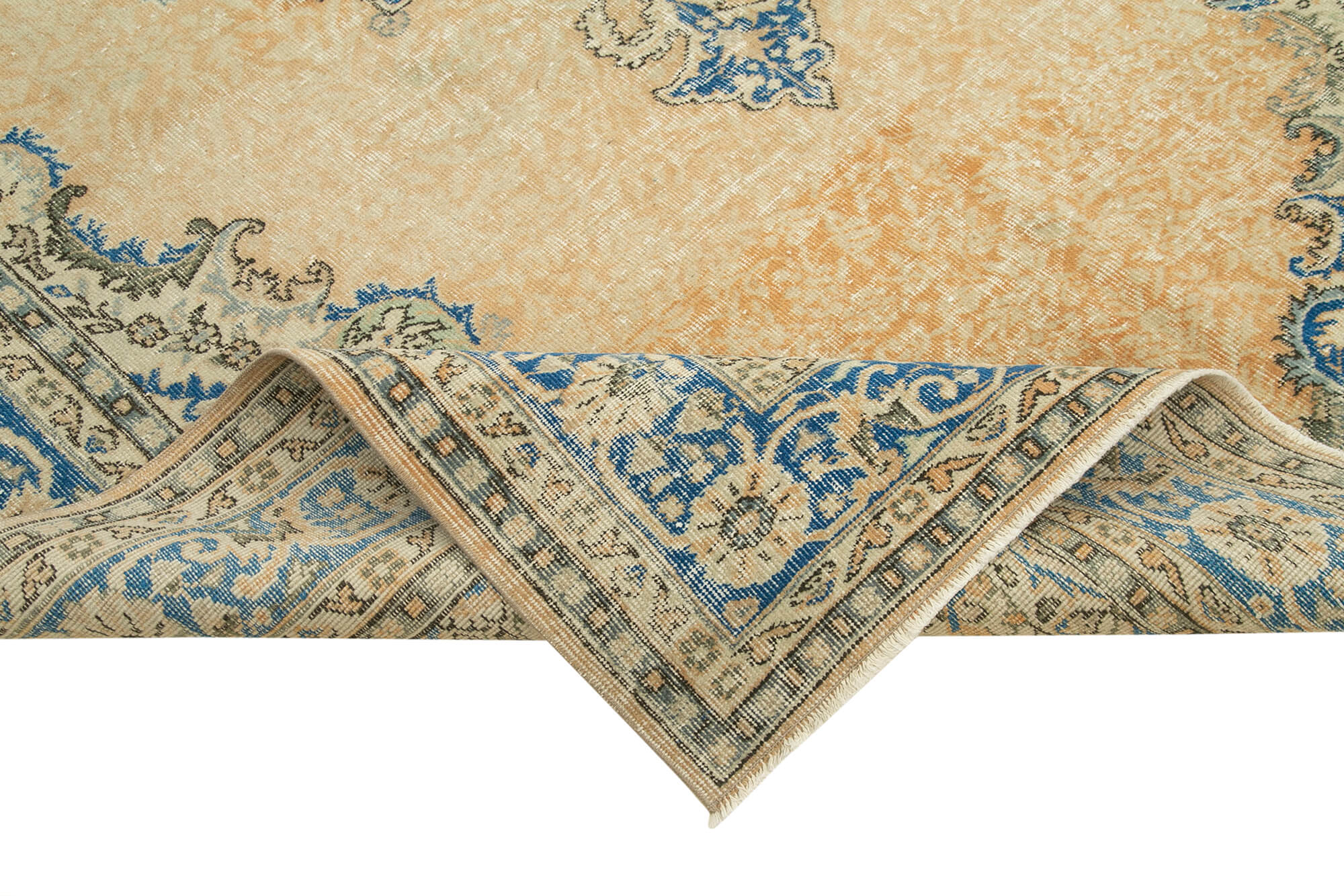 7 x 11 Beige Turkish Vintage Area Rug - 4961