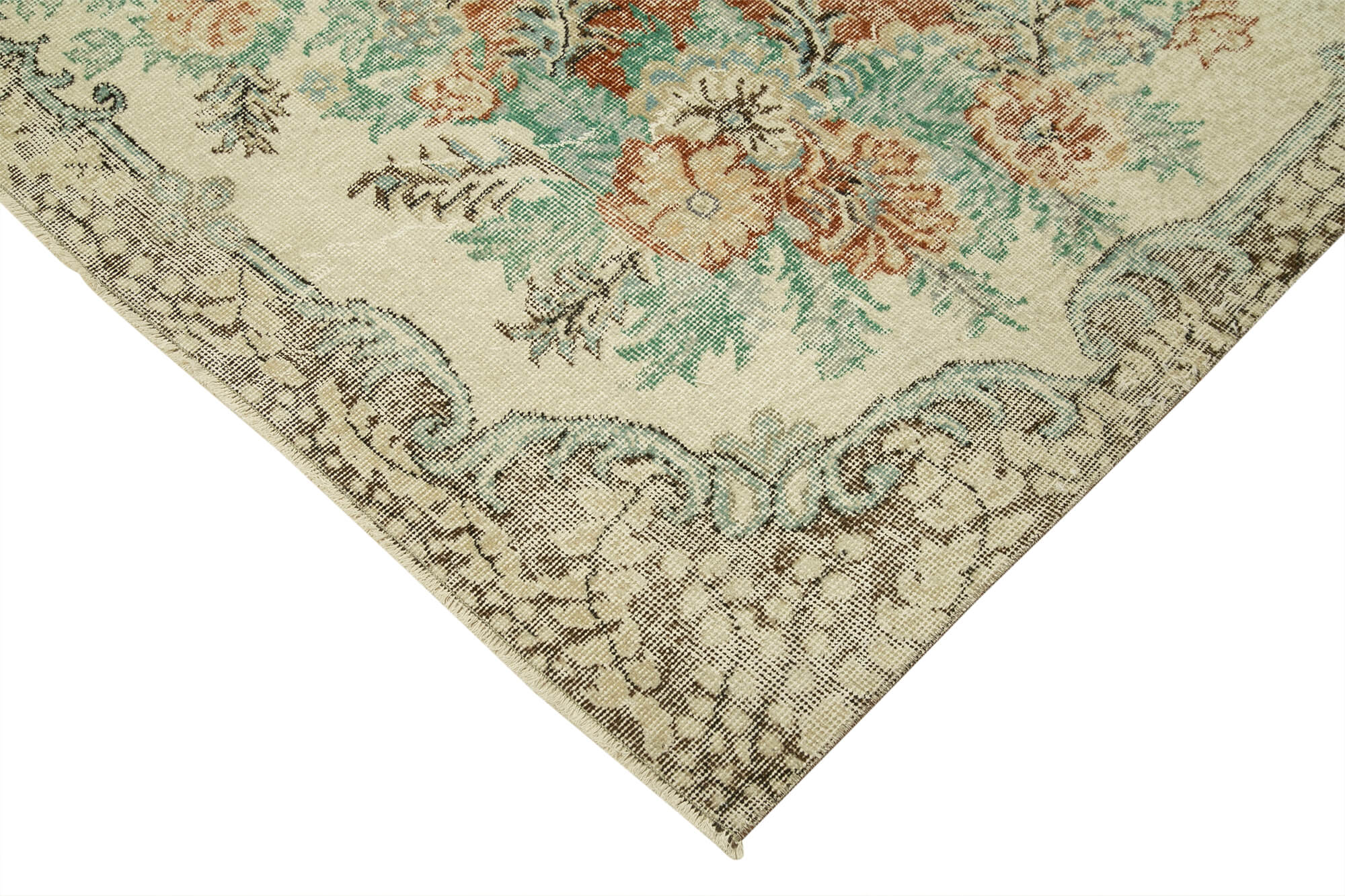 7 x 10 Beige Turkish Vintage Area Rug - 4964