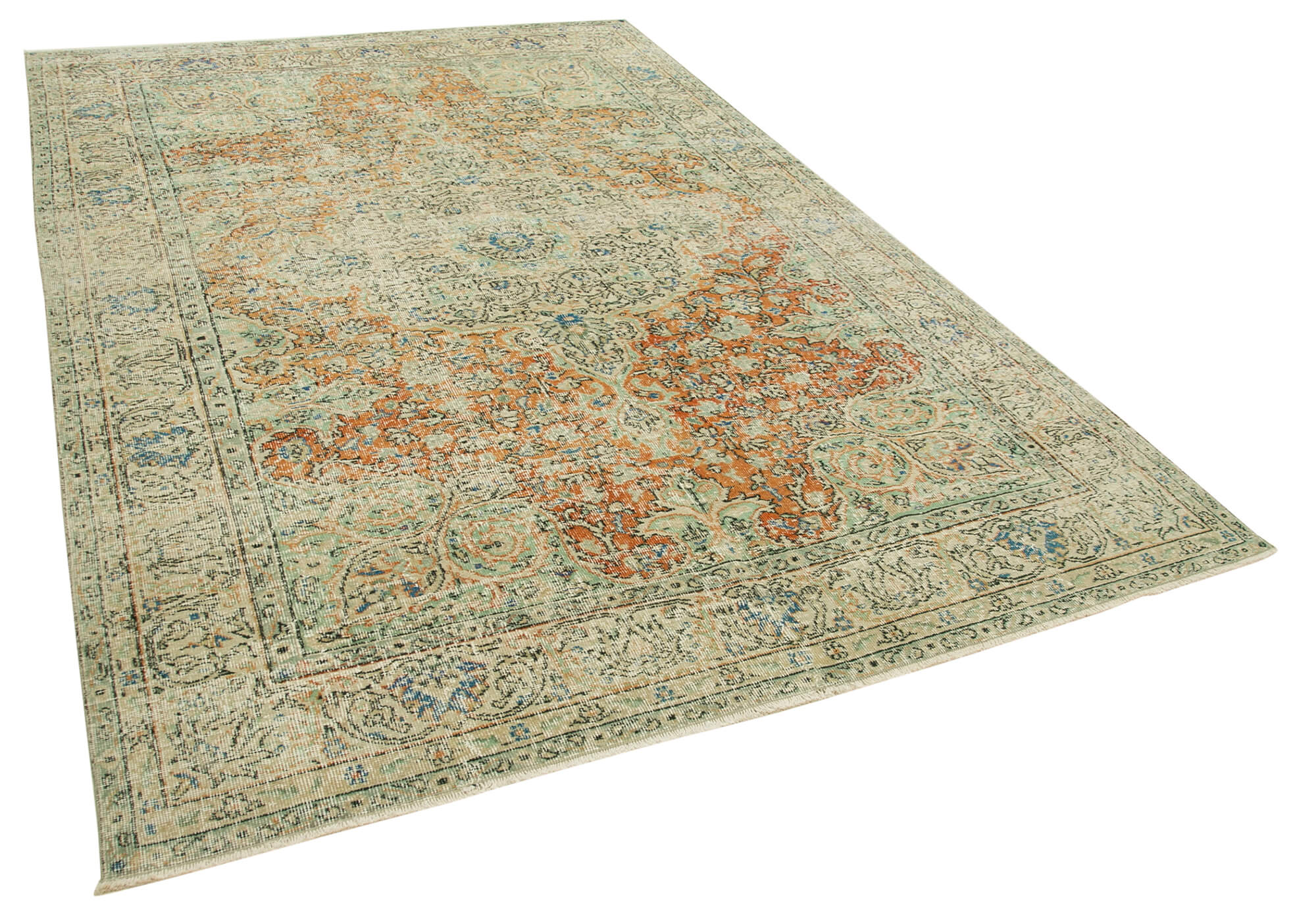 7 x 10 Beige Turkish Vintage Area Rug - 4965